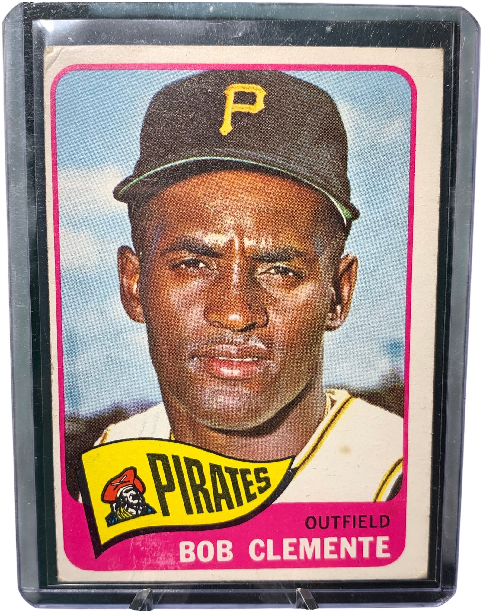 1965 Topps Roberto Clemente Pittsburgh Pirates Baseball Card Number 160: This is a vintage 1965 Topps baseball card featuring Hall of Fame outfielder Roberto Clemente, identified on the card as Bob Clemente. The card is numbered 160 in the Topps set. The front depicts a co