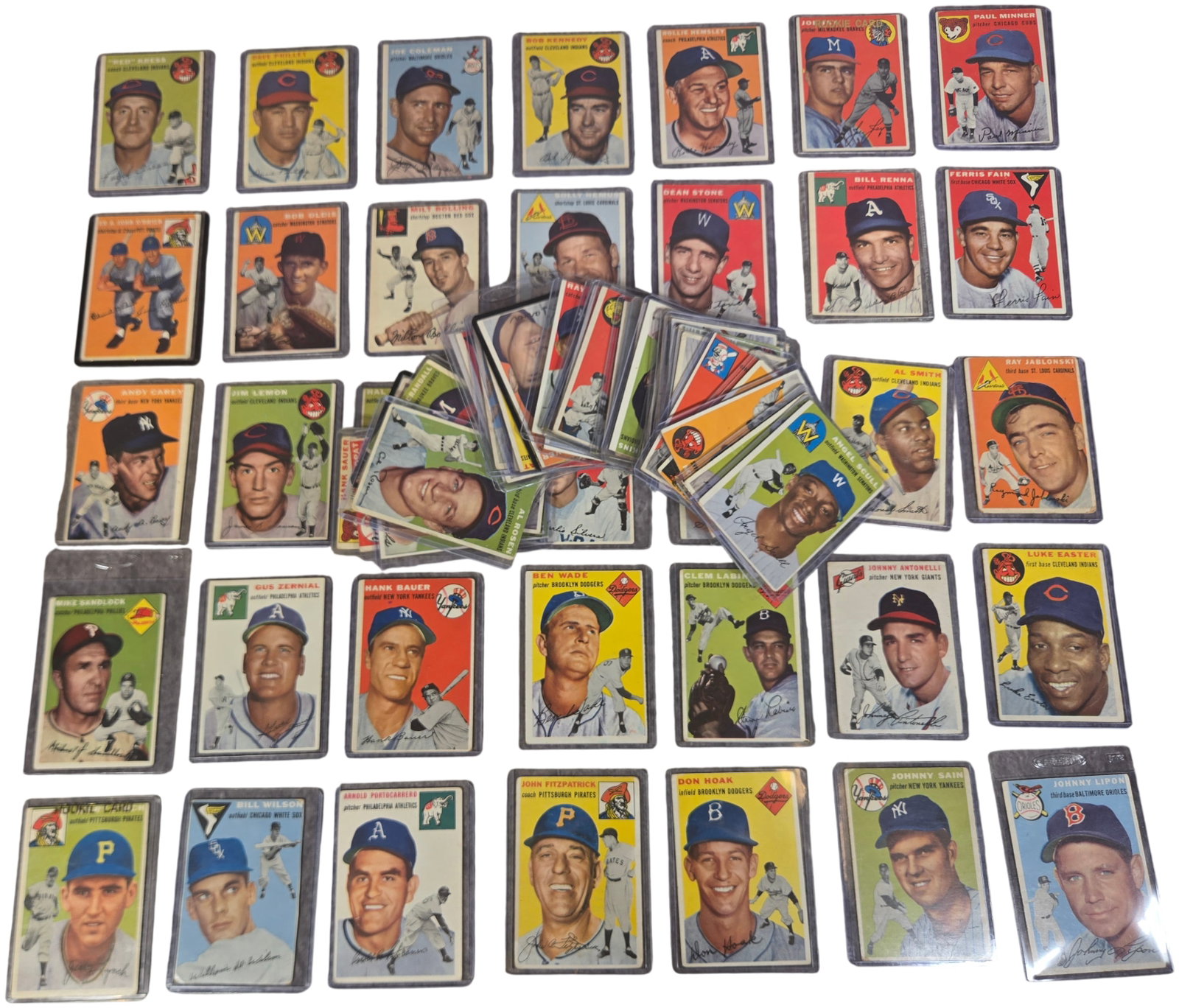 A Collection of 1954 Topps Baseball Cards Including Stars and Rookie Cards (1 of 20)