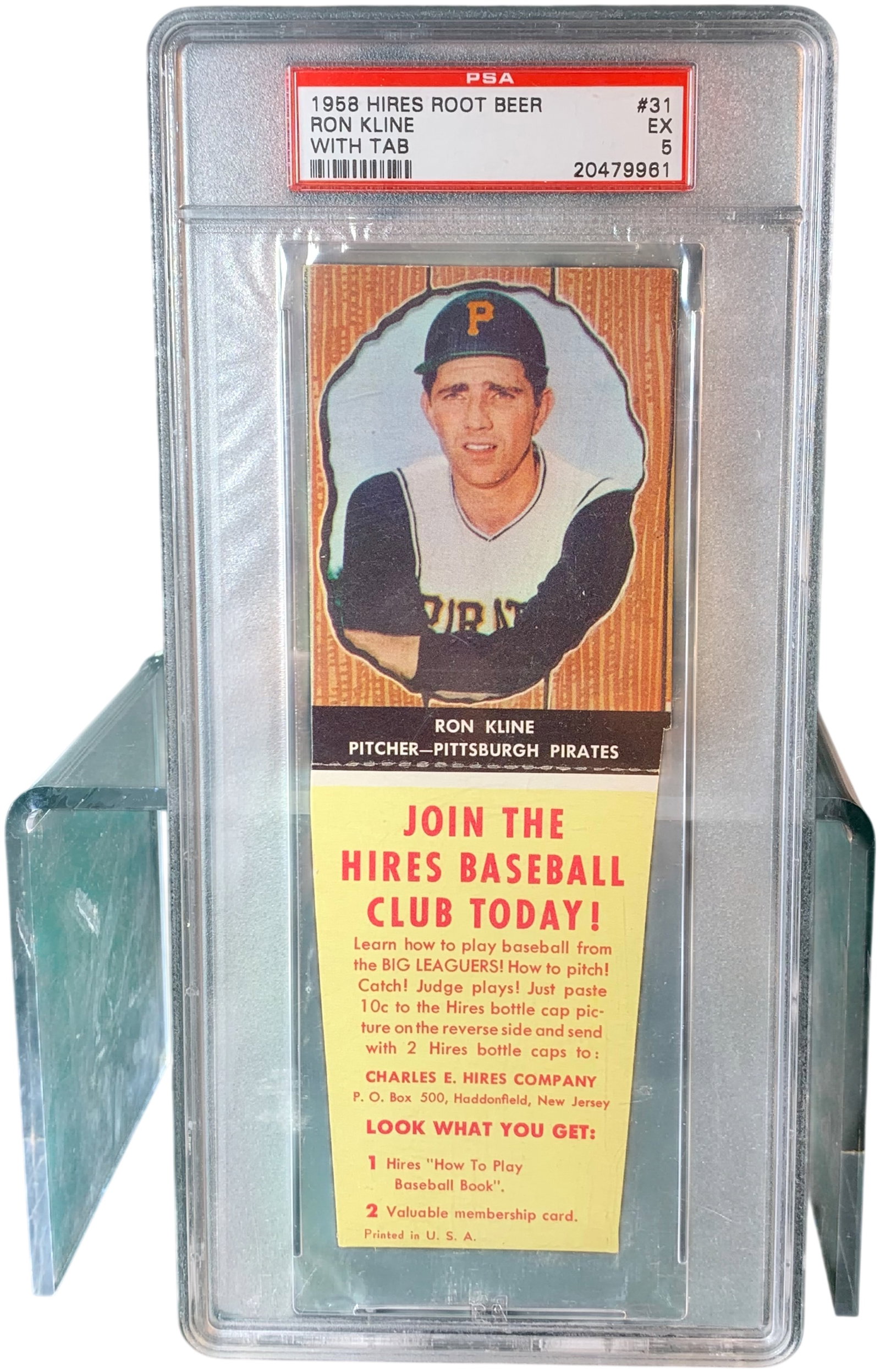 1958 Hires Root Beer #31 Ron Kline With Tab PSA EX 5 (1 of 4)