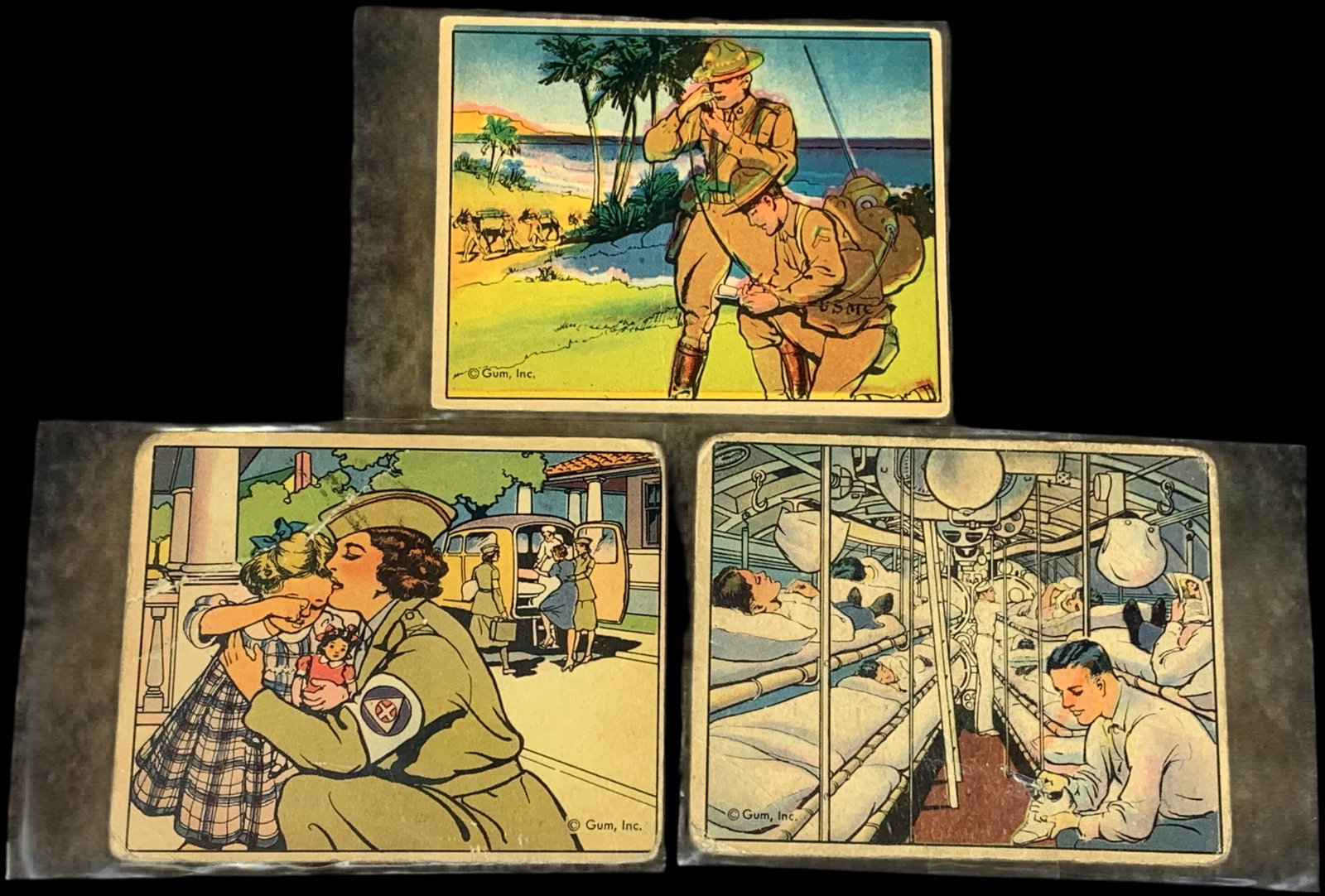 1941 Gum Inc. Uncle Sam Series Military Trading Cards: This lot consists of vintage non-sport trading cards from the 1941 Uncle Sam series, produced by Gum, Inc. of Philadelphia. These cards were part of an educational set released during the early years 
