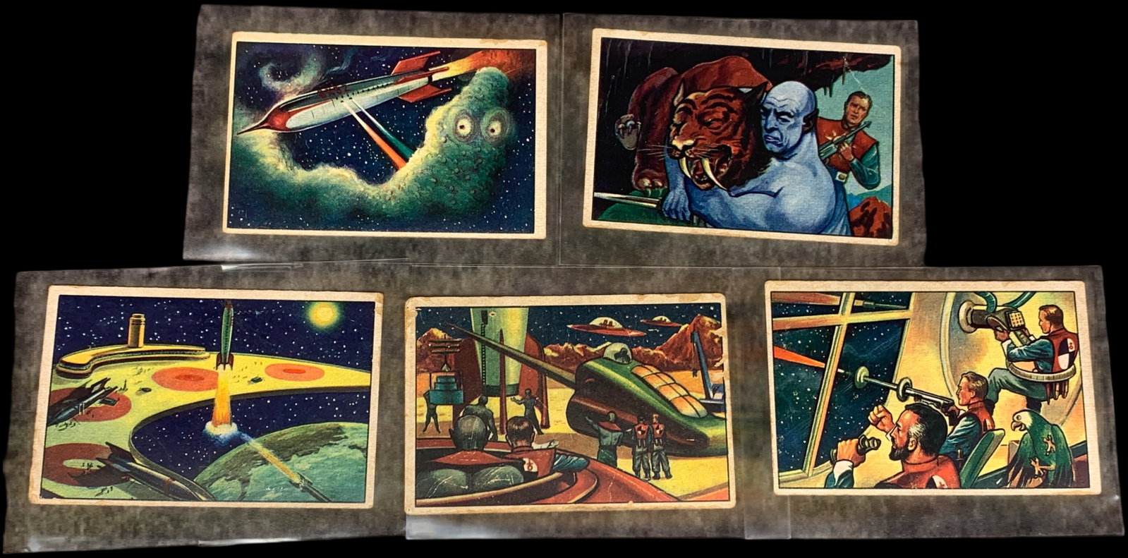 A Collection of 1951 Bowman Gum Jets, Rockets, Spacemen Non-Sport Trading Cards: This collection of vintage non-sport trading cards was produced by Bowman Gum, Inc. of Philadelphia, Pennsylvania. Issued in 1951, the Jets, Rockets, Spacemen set is a historically significant early s