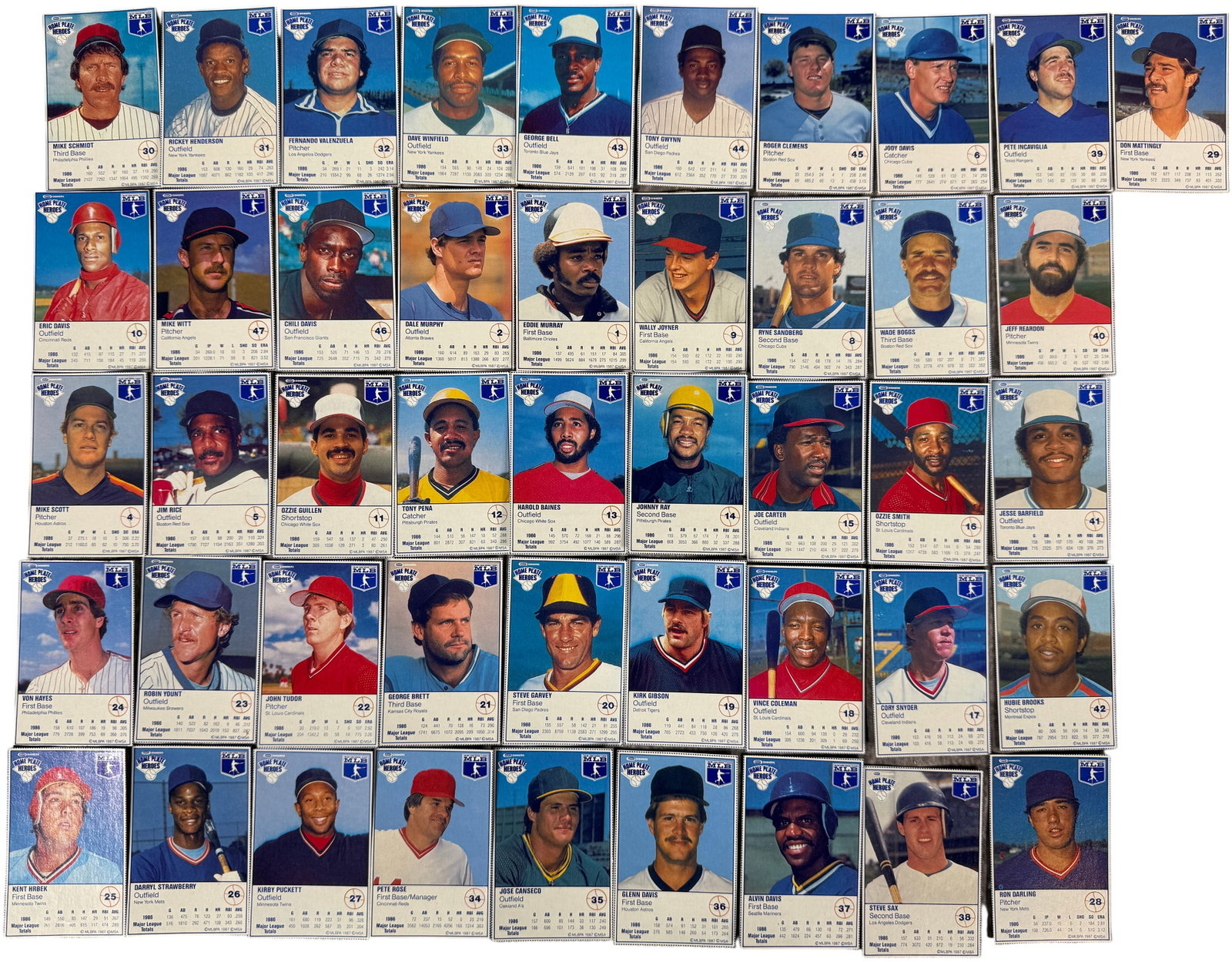 A Collection of 1987 Kraft Dinners Home Plate Heroes Baseball Cards (1 of 10)