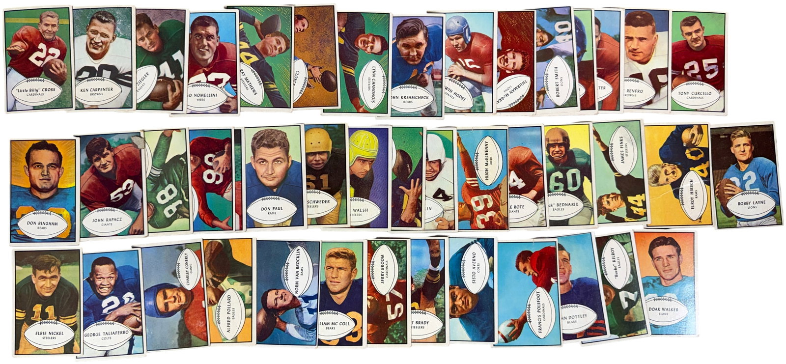 A Collection of approximately 39 1952 Bowman Football Cards including Hugh McElhenny Rookie and Hall (1 of 7)