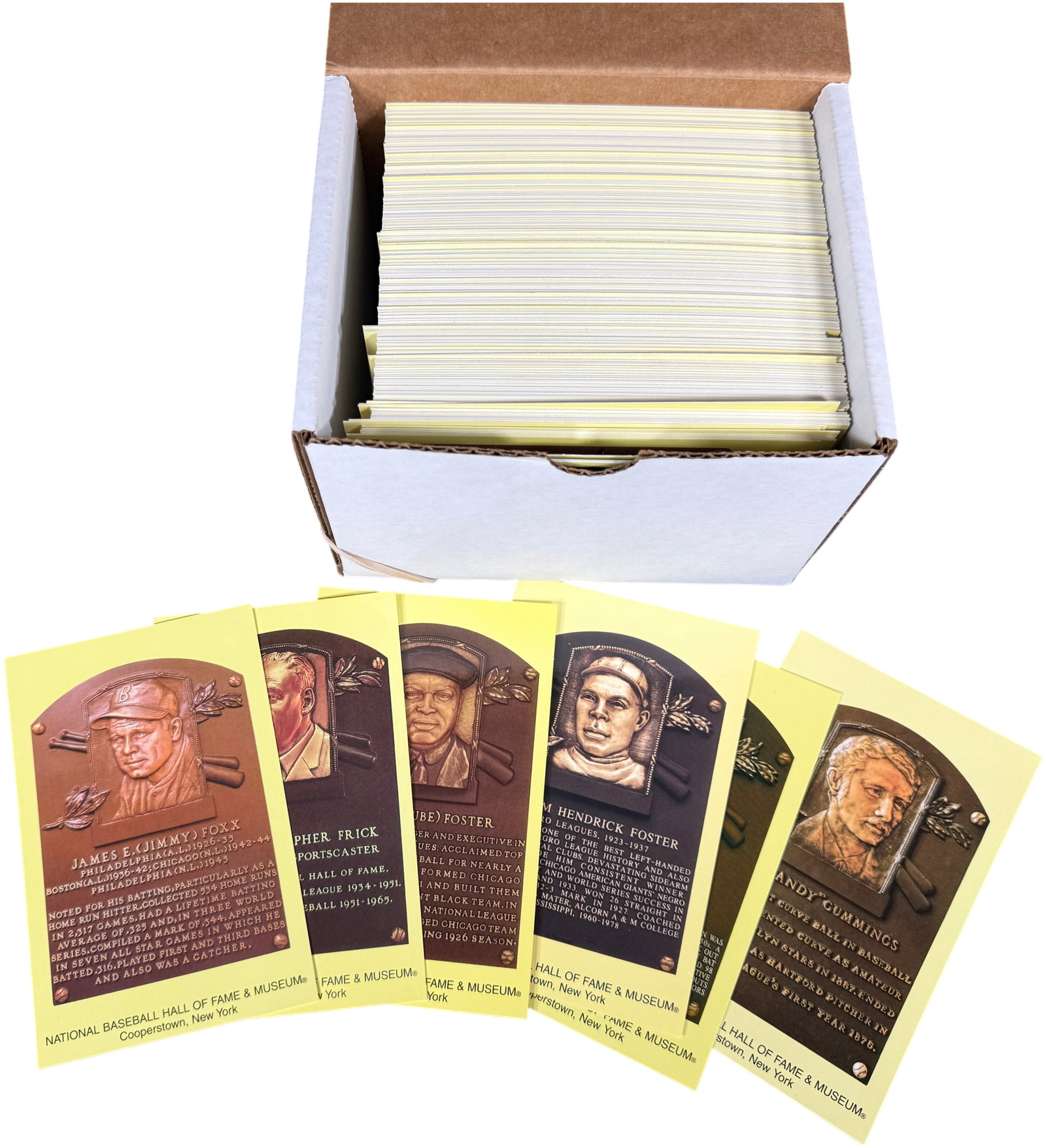 A Large Collection of National Baseball Hall of Fame and Museum Plaque Postcards: A large collection of official National Baseball Hall of Fame and Museum plaque postcards produced by the National Baseball Hall of Fame and Museum in Cooperstown, New York. These items are photograph