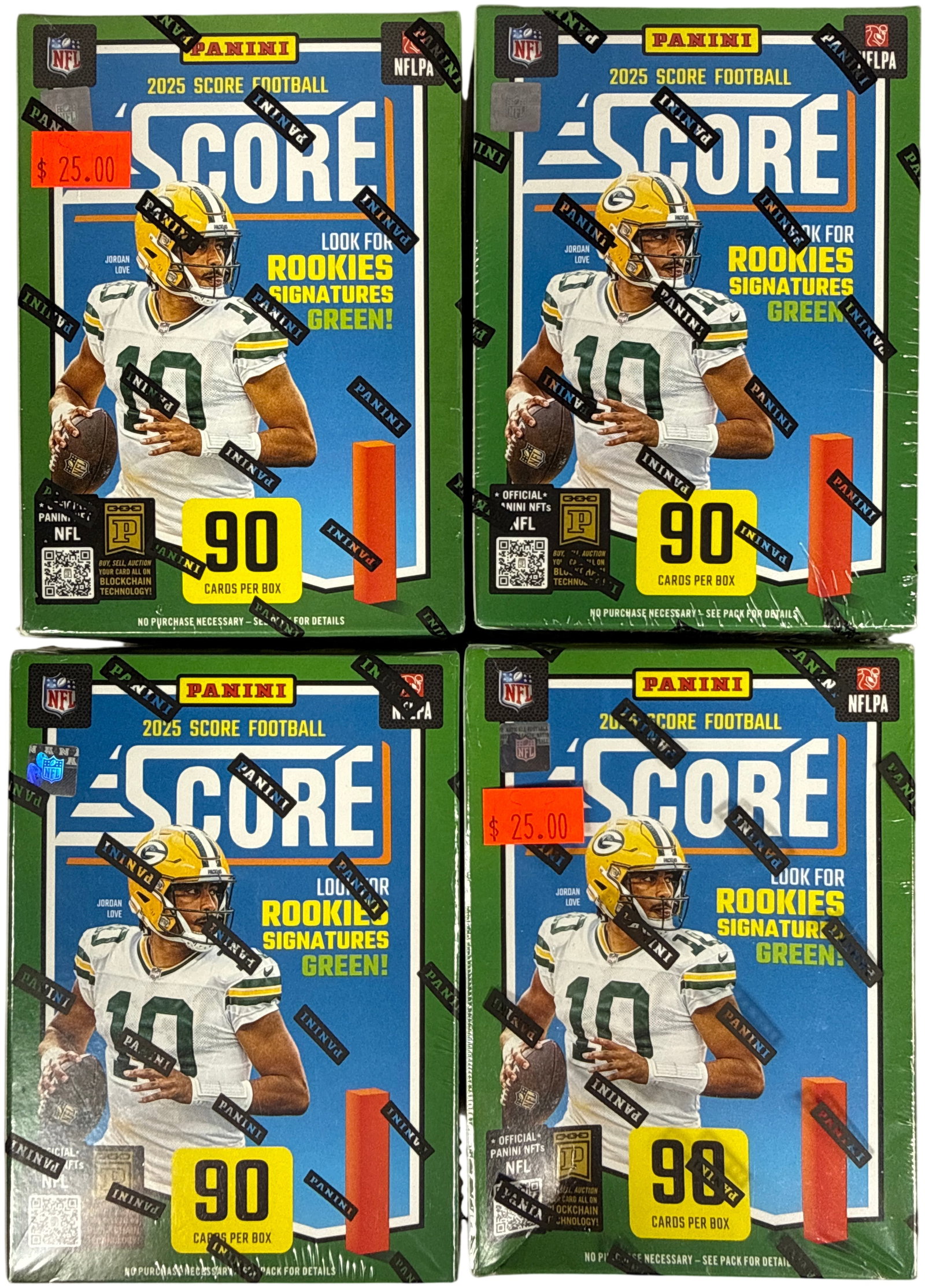 A Set of Four 2025 Panini Score Football Blaster Boxes (1 of 19)