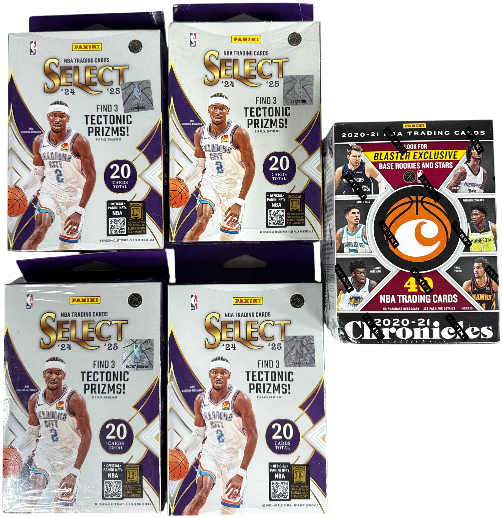 A Collection of Panini NBA Basketball Factory Sealed Trading Card Boxes Including 2020-21 Chronicles (1 of 20)