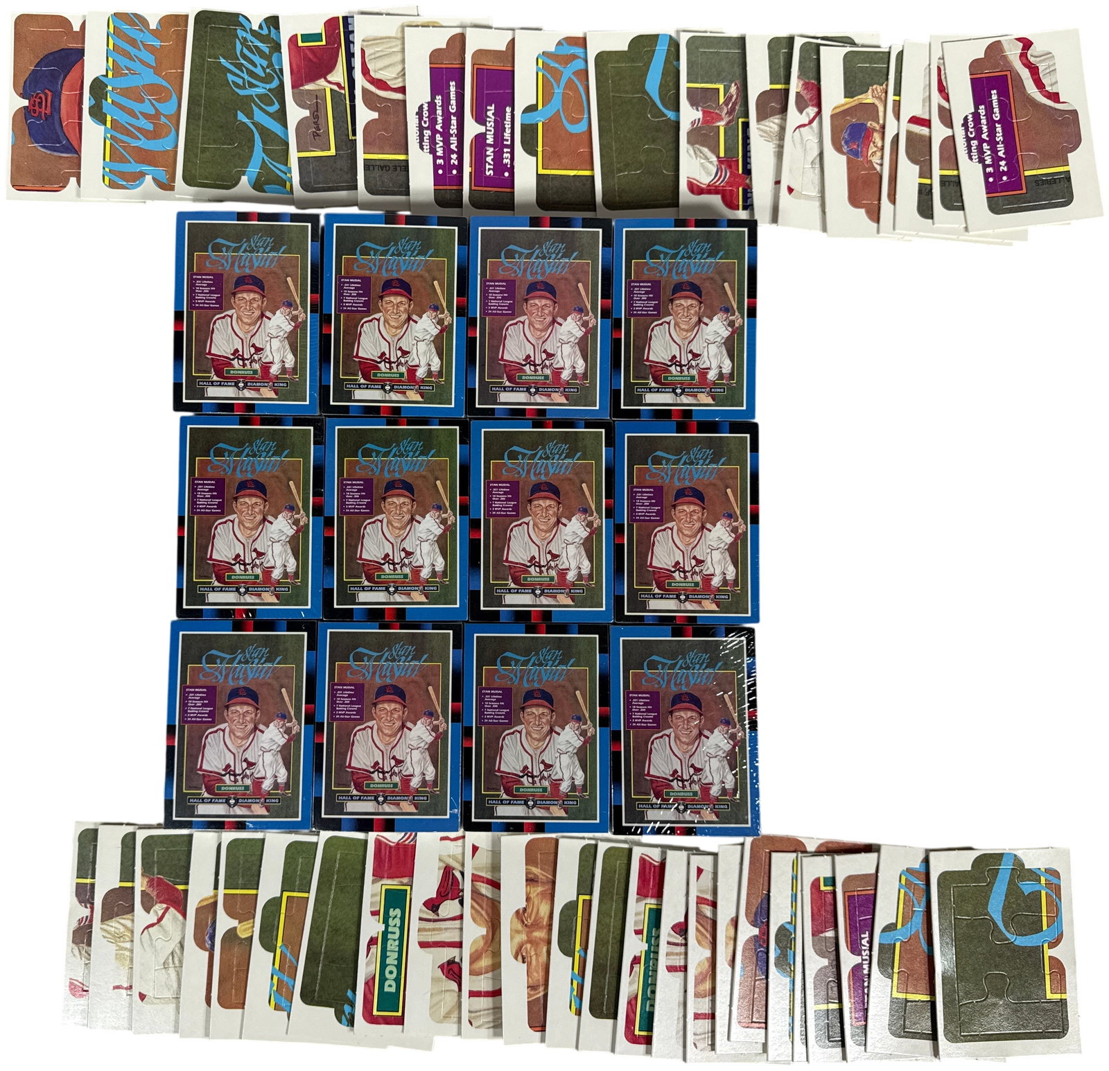 A Collection of 1988 Donruss Baseball Cards and Stan Musial Puzzle Pieces (1 of 12)