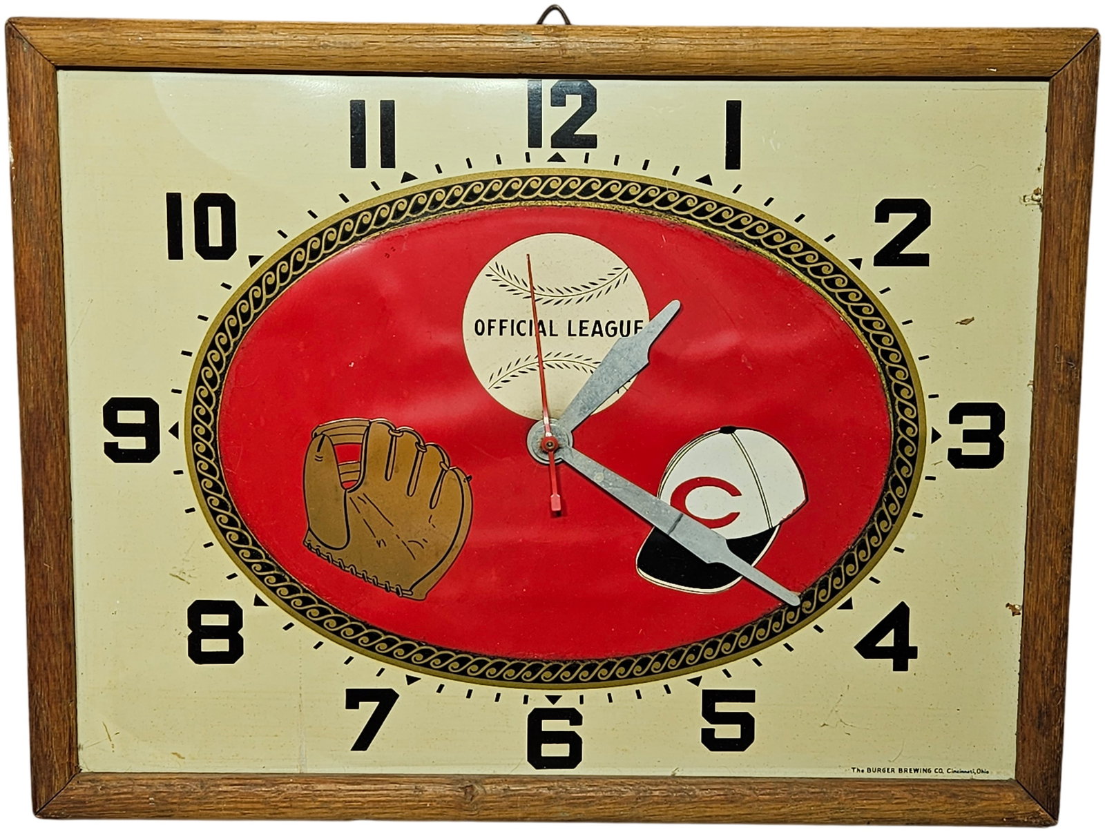 Vintage Burger Brewing Co. Cincinnati Reds Baseball Theme Electric Wall Clock (1 of 5)