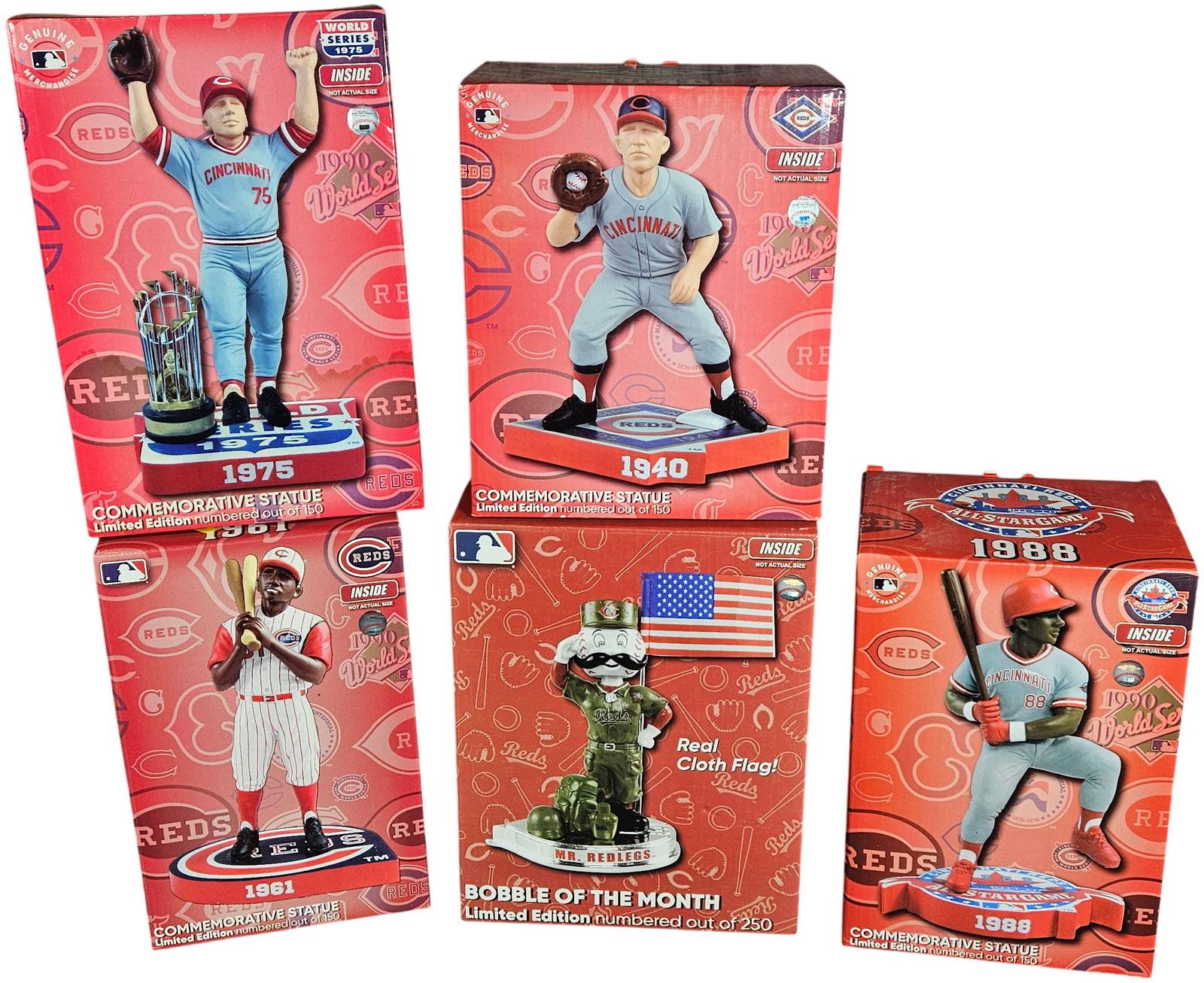 A Set of Five Cincinnati Reds Limited Edition Commemorative Figurines in Original Packaging (1 of 5)