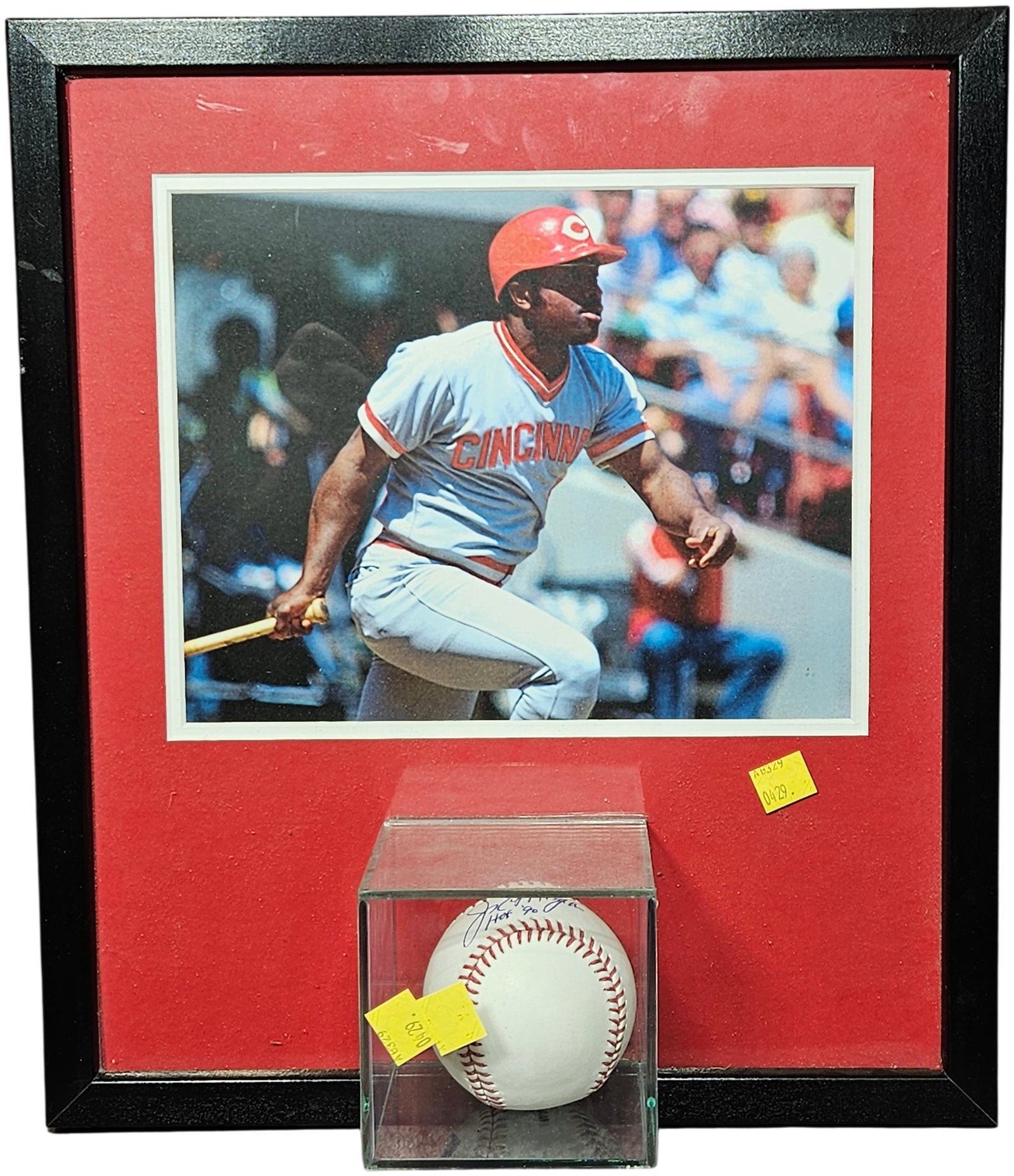 Joe Morgan Autographed Baseball and Photograph Framed Cincinnati Reds Memorabilia Display (1 of 4)