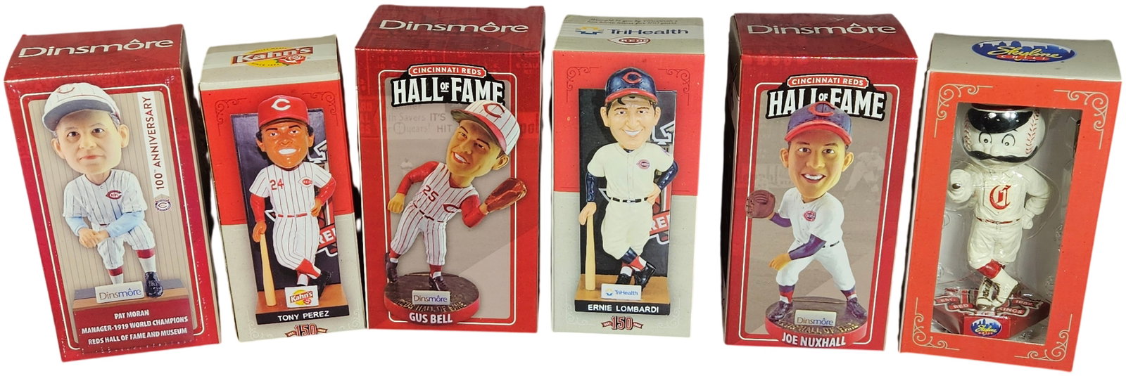 A group of Cincinnati Reds Stadium Giveaway Bobbleheads Including Hall of Fame Players and Mascot (1 of 5)