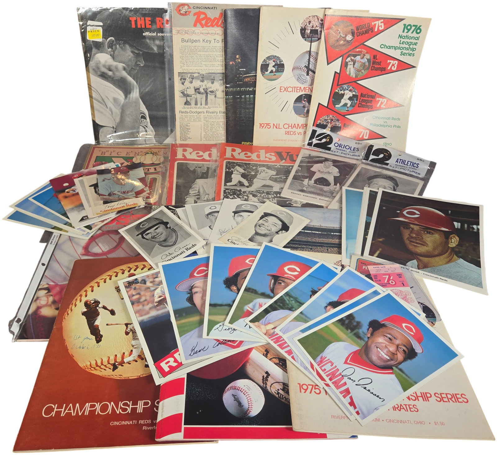 A Collection of Cincinnati Reds Baseball Programs and Memorabilia Featuring the Big Red Machine Era (1 of 8)