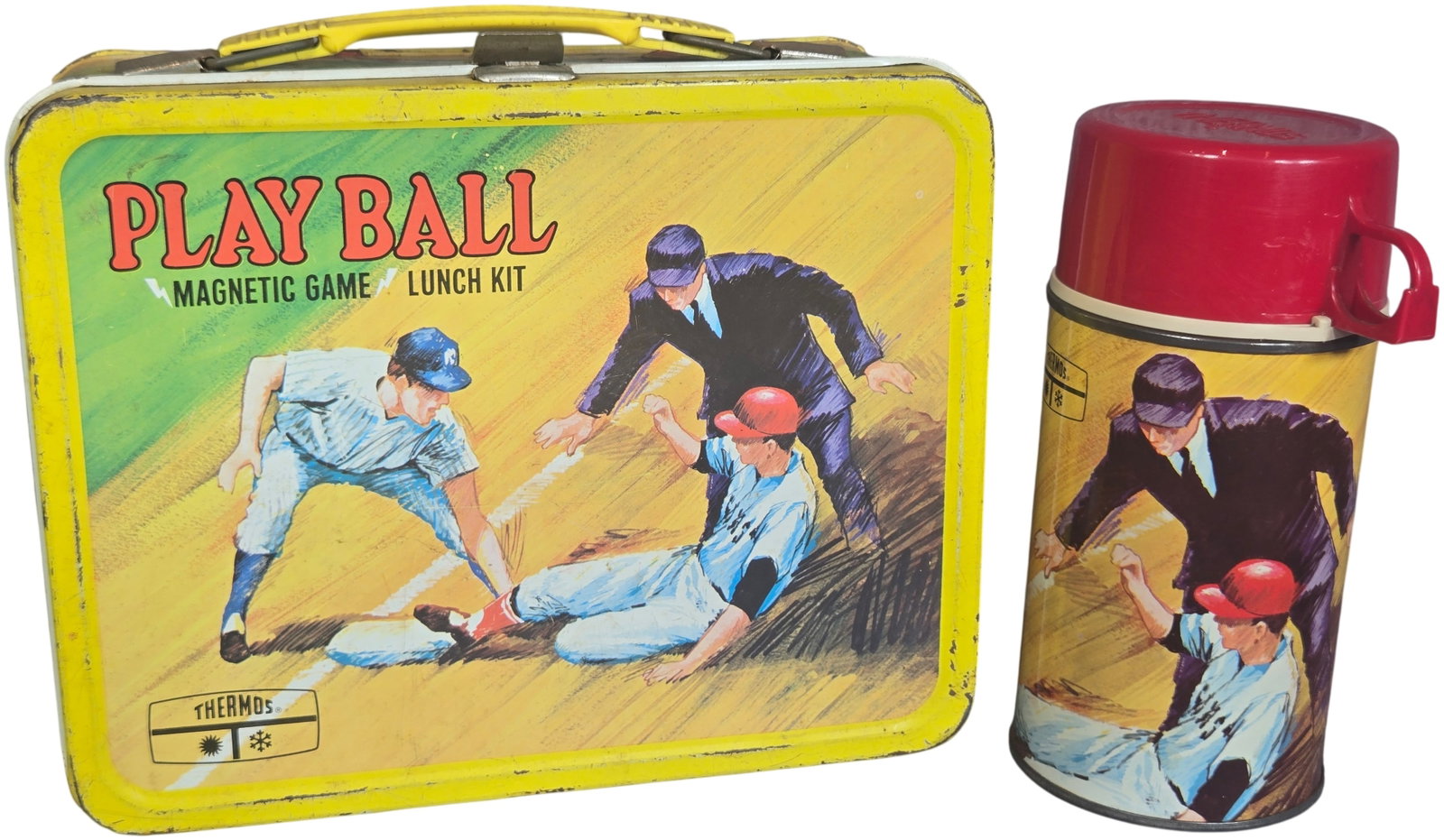 1969 King-Seeley Thermos Co. Play Ball Magnetic Game Lunch Kit and Thermos (1 of 4)