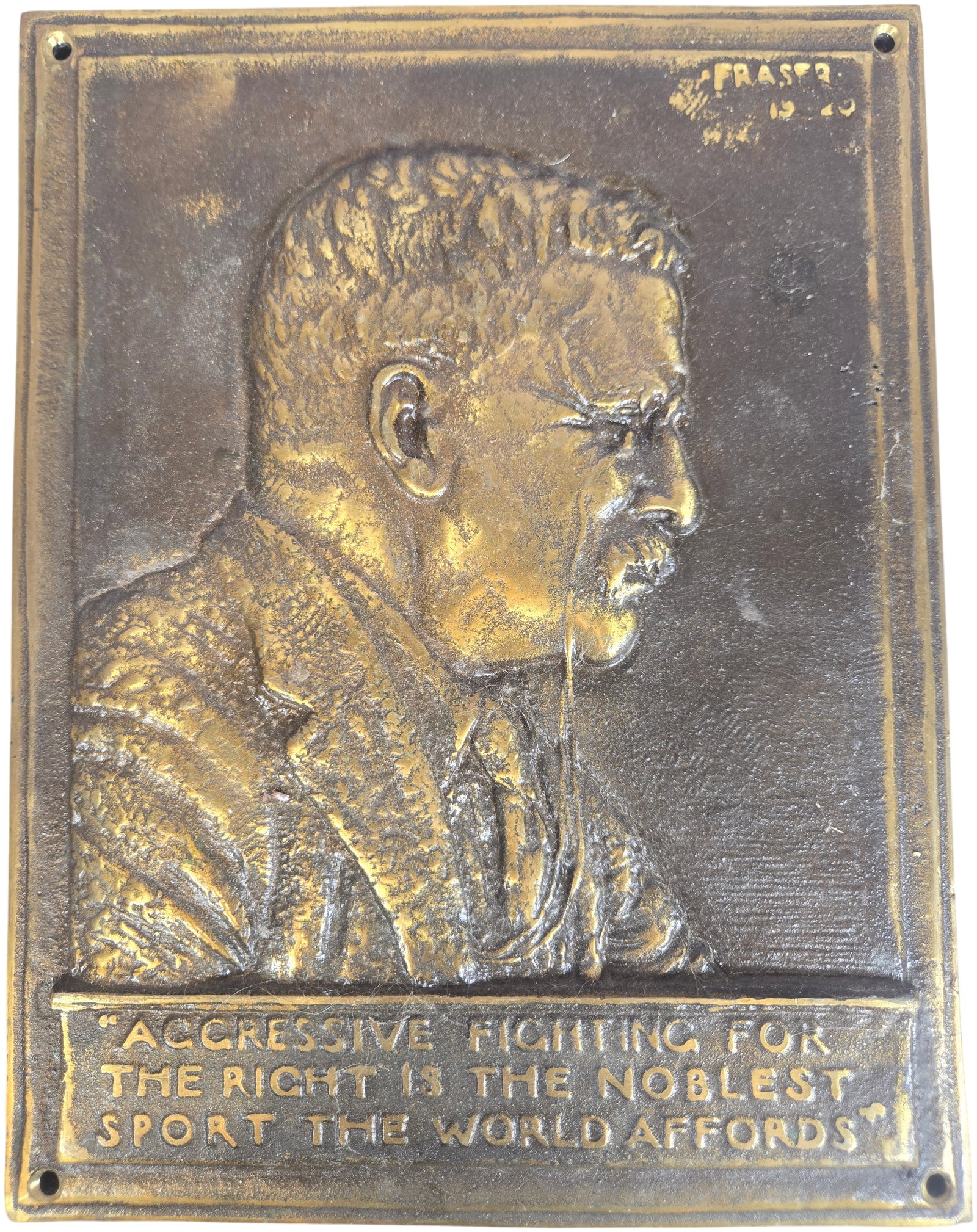 James Earle Fraser (1876-1953), Bronze Relief Portrait Plaque of Theodore Roosevelt, 1920 (1 of 5)