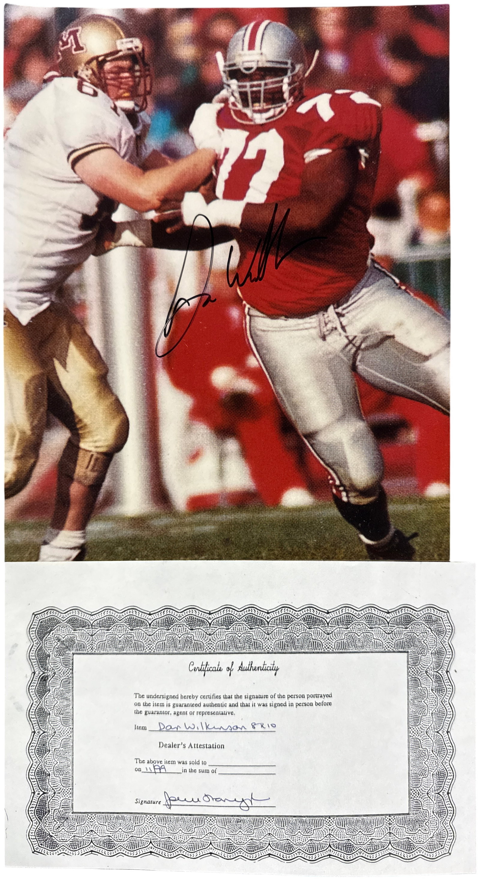 Dan Wilkinson Autographed 8x10 Ohio State Buckeyes Color Action Photograph with COA (1 of 8)