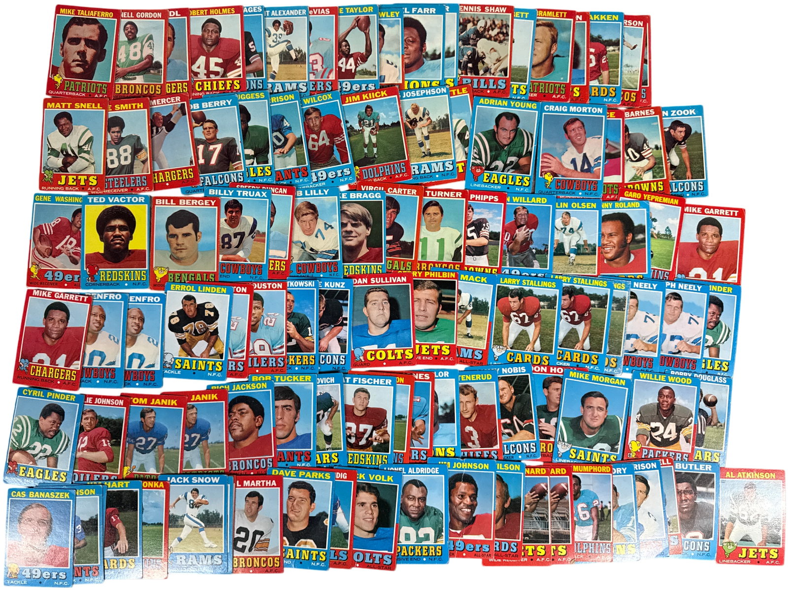 A Collection of Approximately 70 1971 Topps NFL Football Trading Cards (1 of 9)