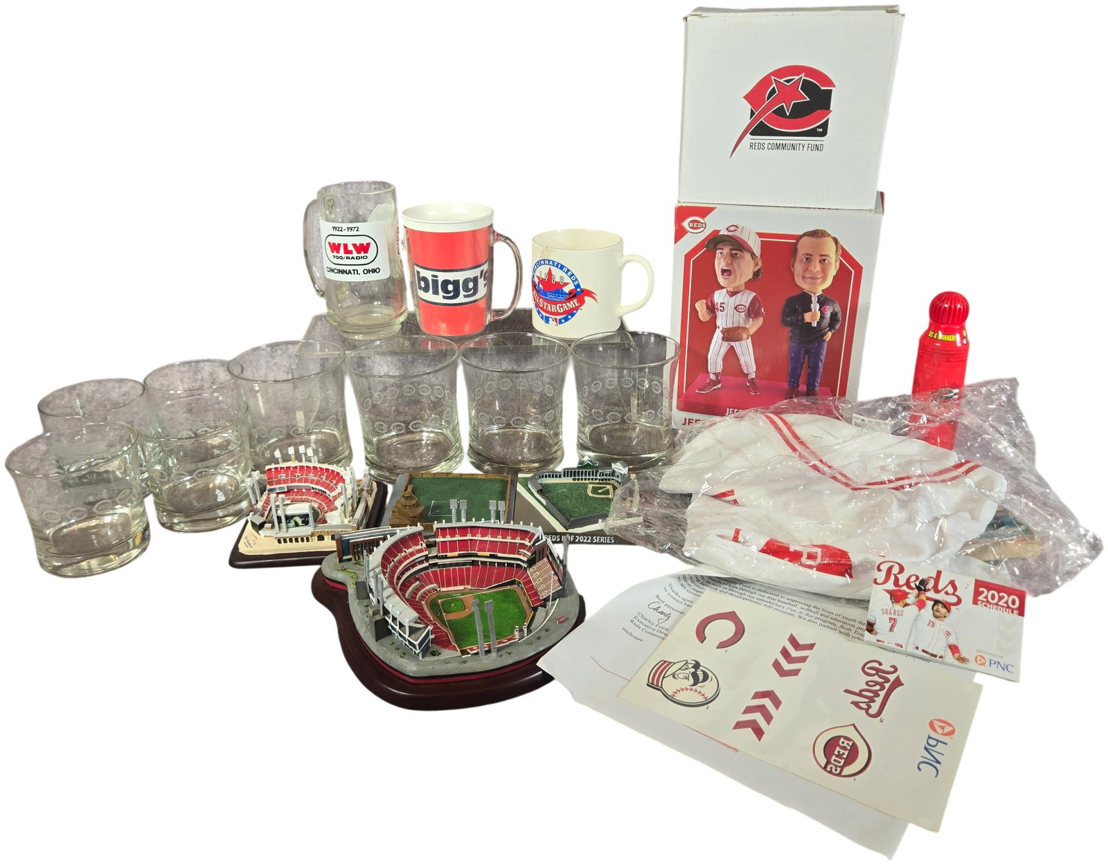 Collection of Cincinnati Reds Baseball Memorabilia Including Danbury Mint Stadium Model (1 of 11)