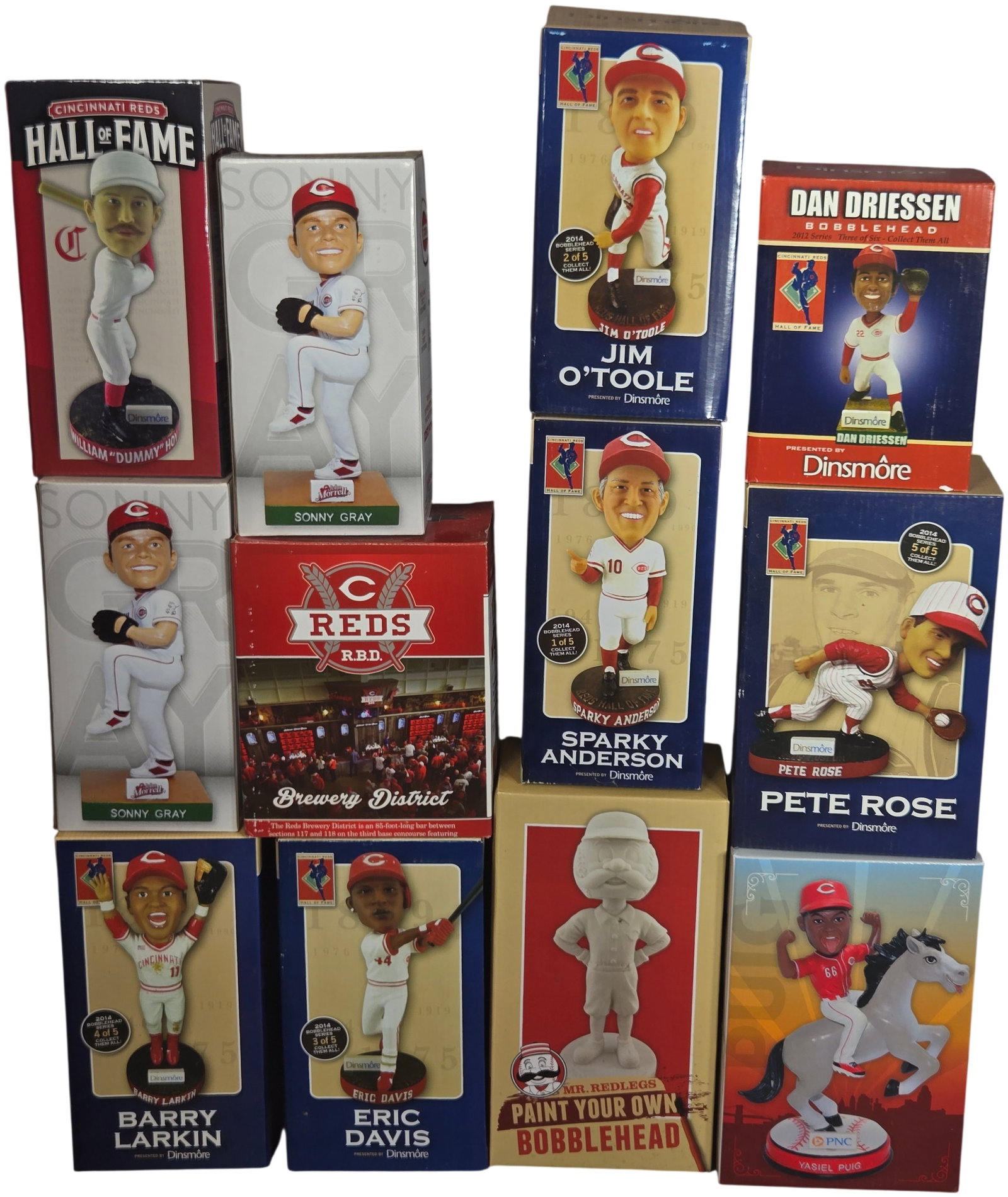 An Assortment of Cincinnati Reds Hall of Fame and Museum Bobbleheads in Original Packaging (1 of 5)