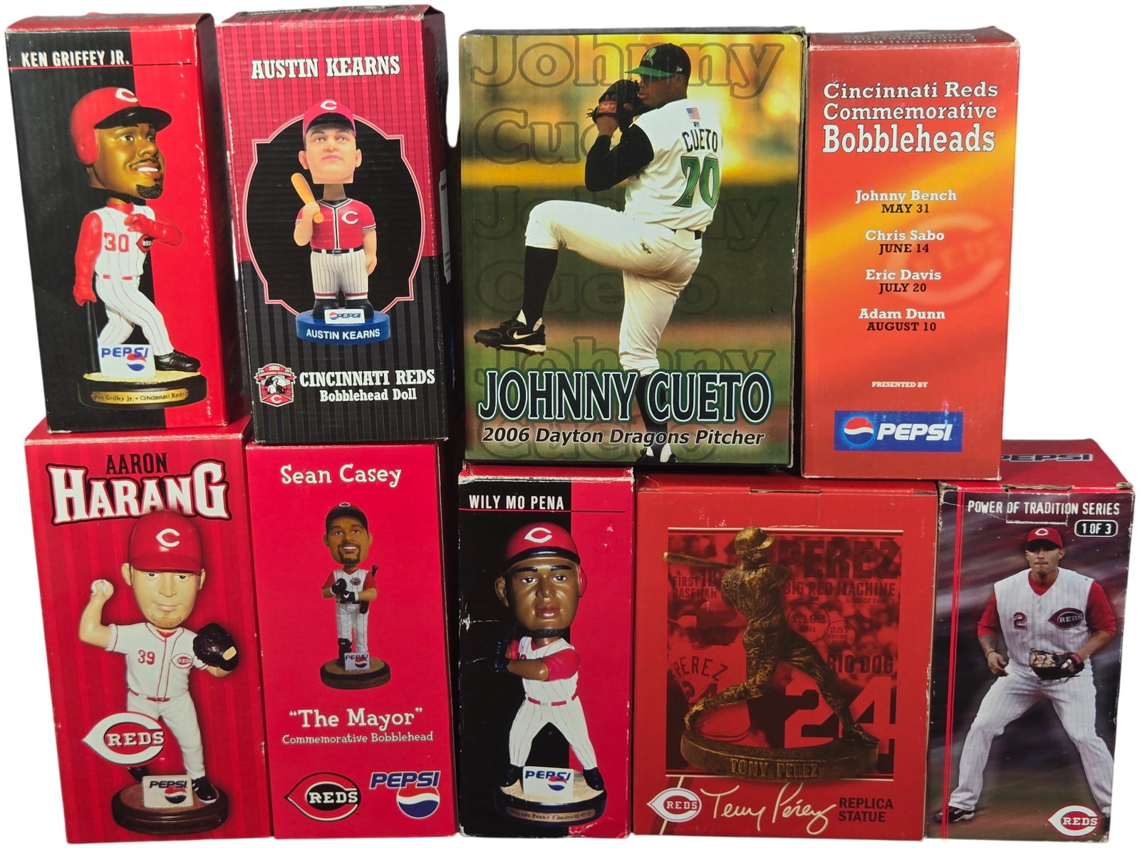 A Group of Cincinnati Reds and Dayton Dragons Promotional Bobbleheads and Baseball Figures (1 of 6)