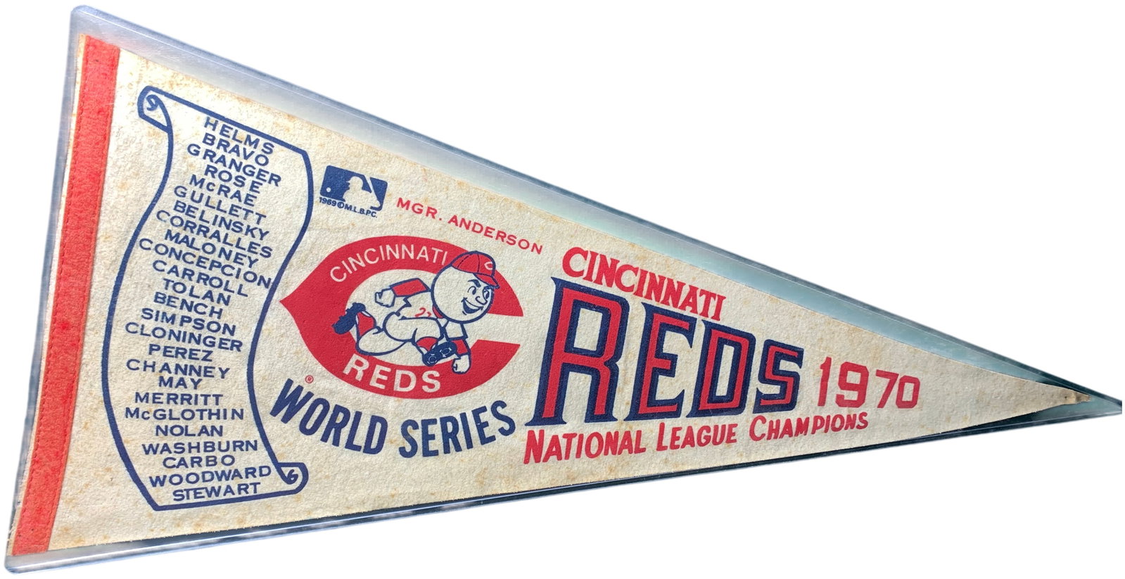 1970 Cincinnati Reds World Series National League Champions Team Roster Pennant (1 of 10)