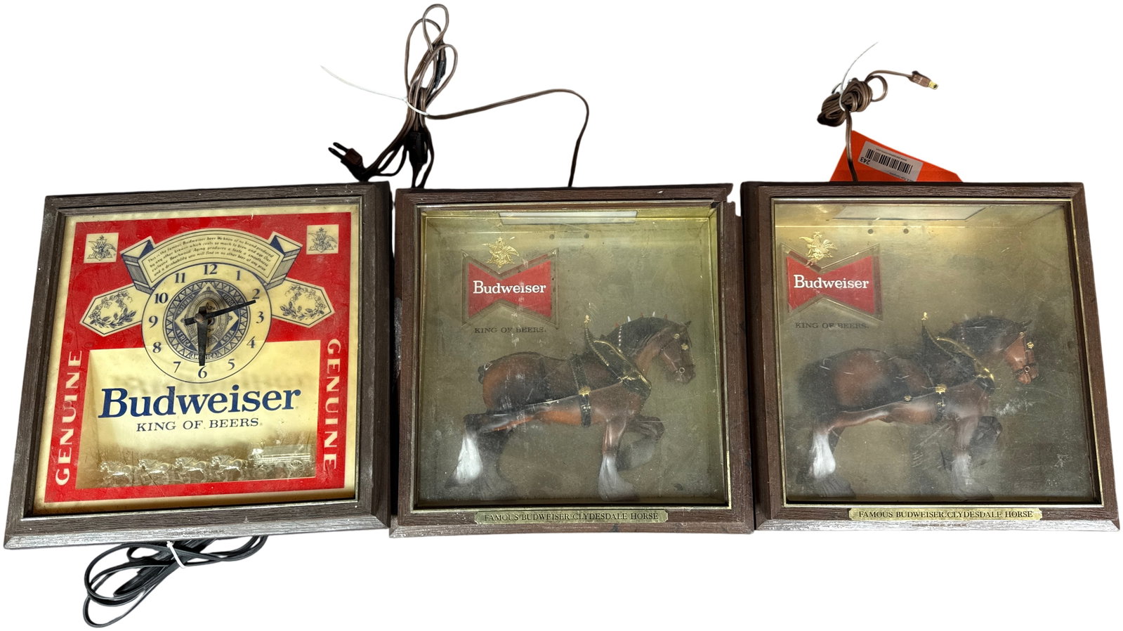 A Trio of Vintage Budweiser Lighted Tavern Advertising Displays Including Deluxe Label Sign Clock (1 of 14)