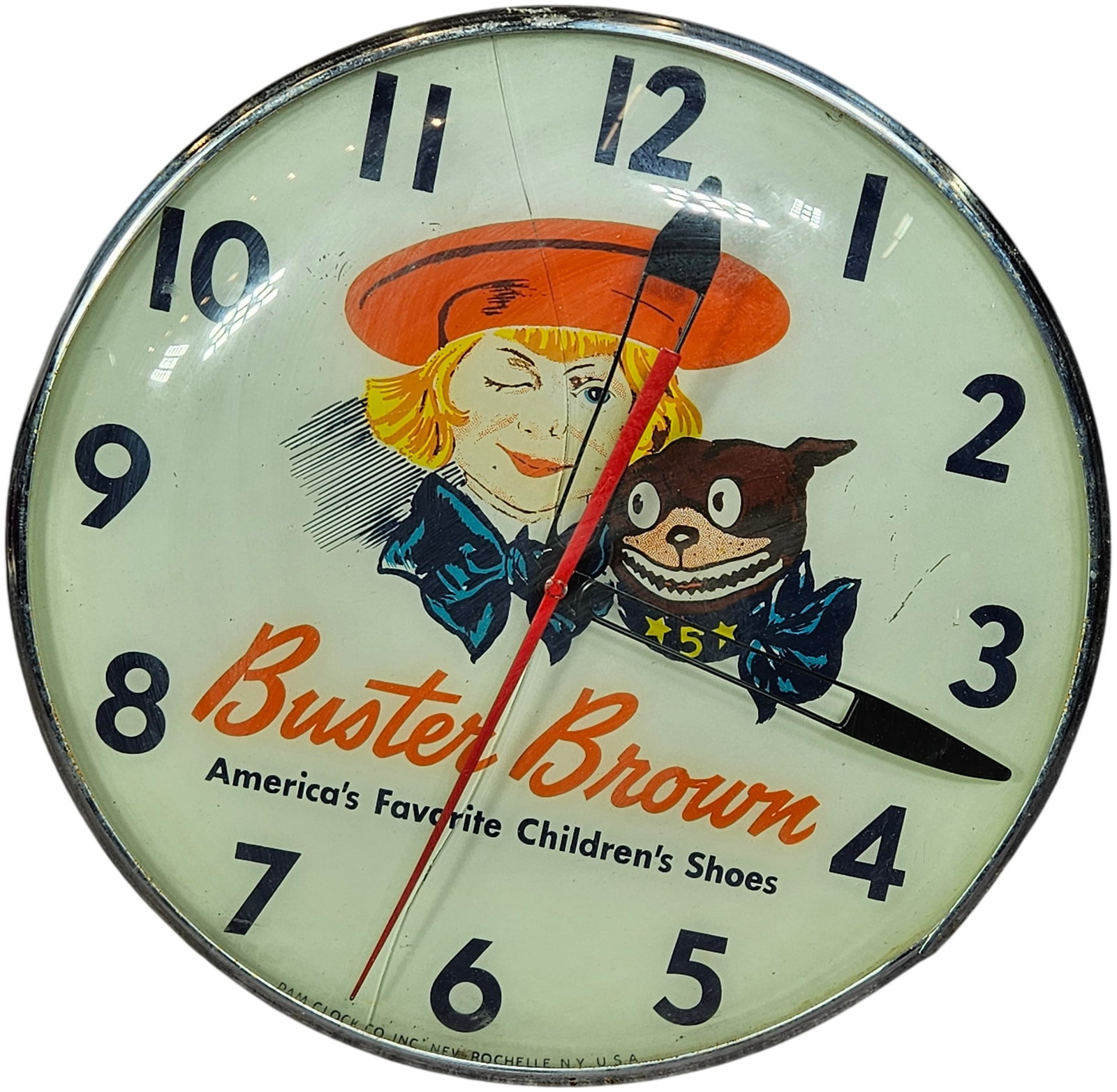 Vintage Buster Brown Shoes Lighted Advertising Wall Clock by Pam Clock Co. (1 of 10)