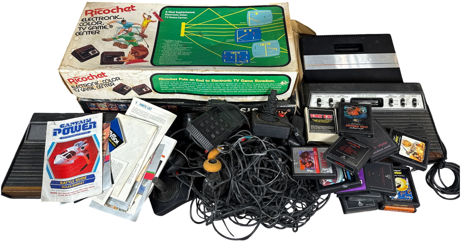 A Collection of Vintage Video Game Consoles and A group of Cartridges Including Atari 2600, Atari (1 of 9)