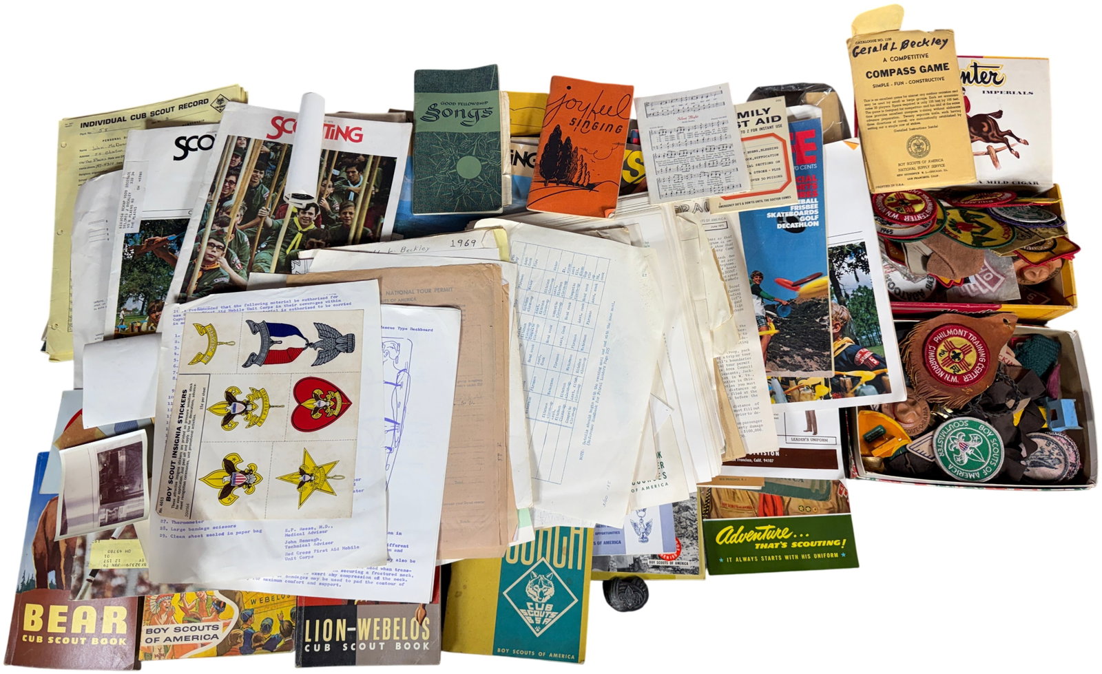 Large Collection of Vintage Boy Scouts of America and Cub Scouts Ephemera and Memorabilia, circa: An extensive collection of vintage Boy Scouts of America (BSA) and Cub Scouts ephemera and memorabilia, primarily dating from the mid-1960s through the early 1980s. The lot includes numerous softcover