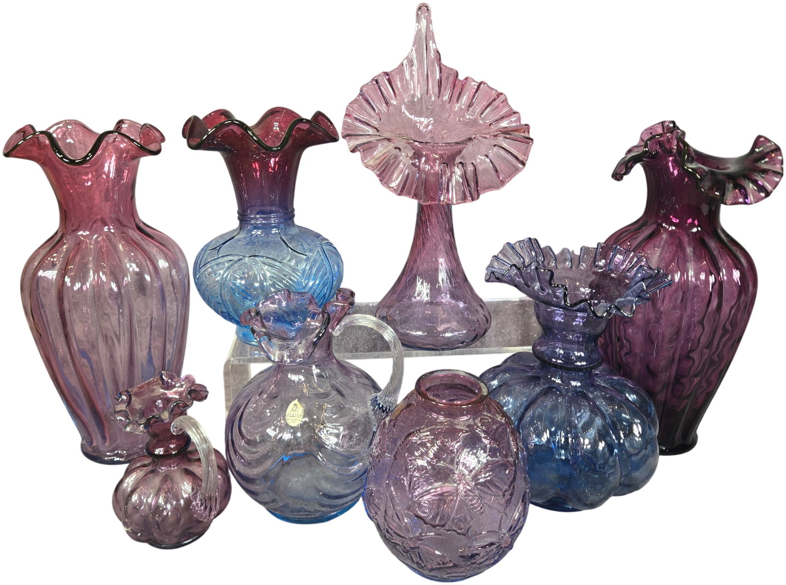 A Group of Pieces of Fenton Art Glass Including Mulberry, Cranberry, and Amethyst Patterns (1 of 20)