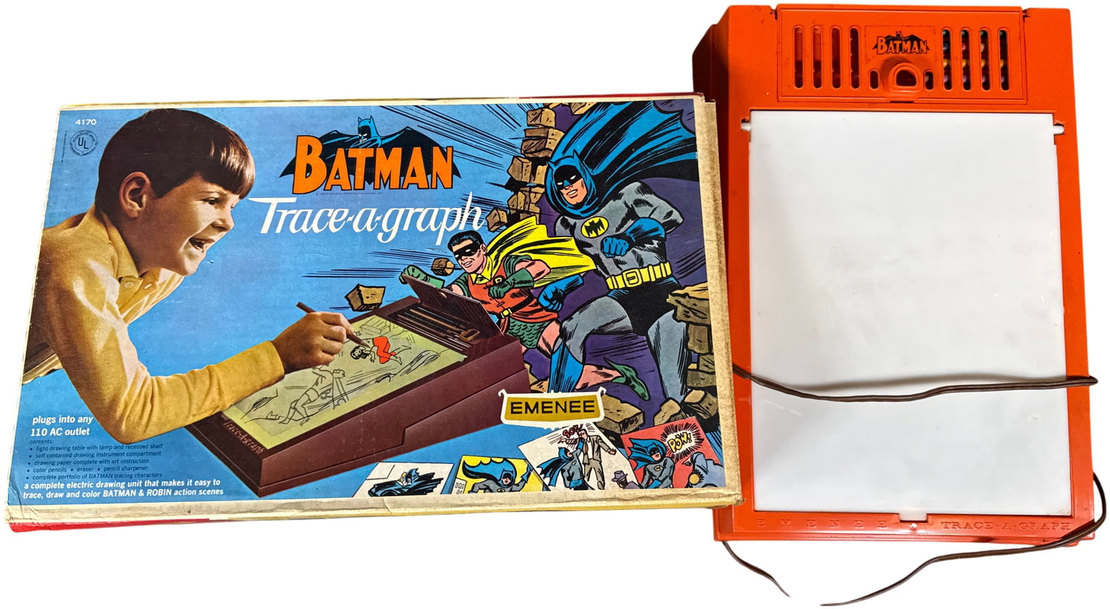 1966 Emenee Batman Trace-a-graph Complete Electric Drawing Unit with Original Box (1 of 12)