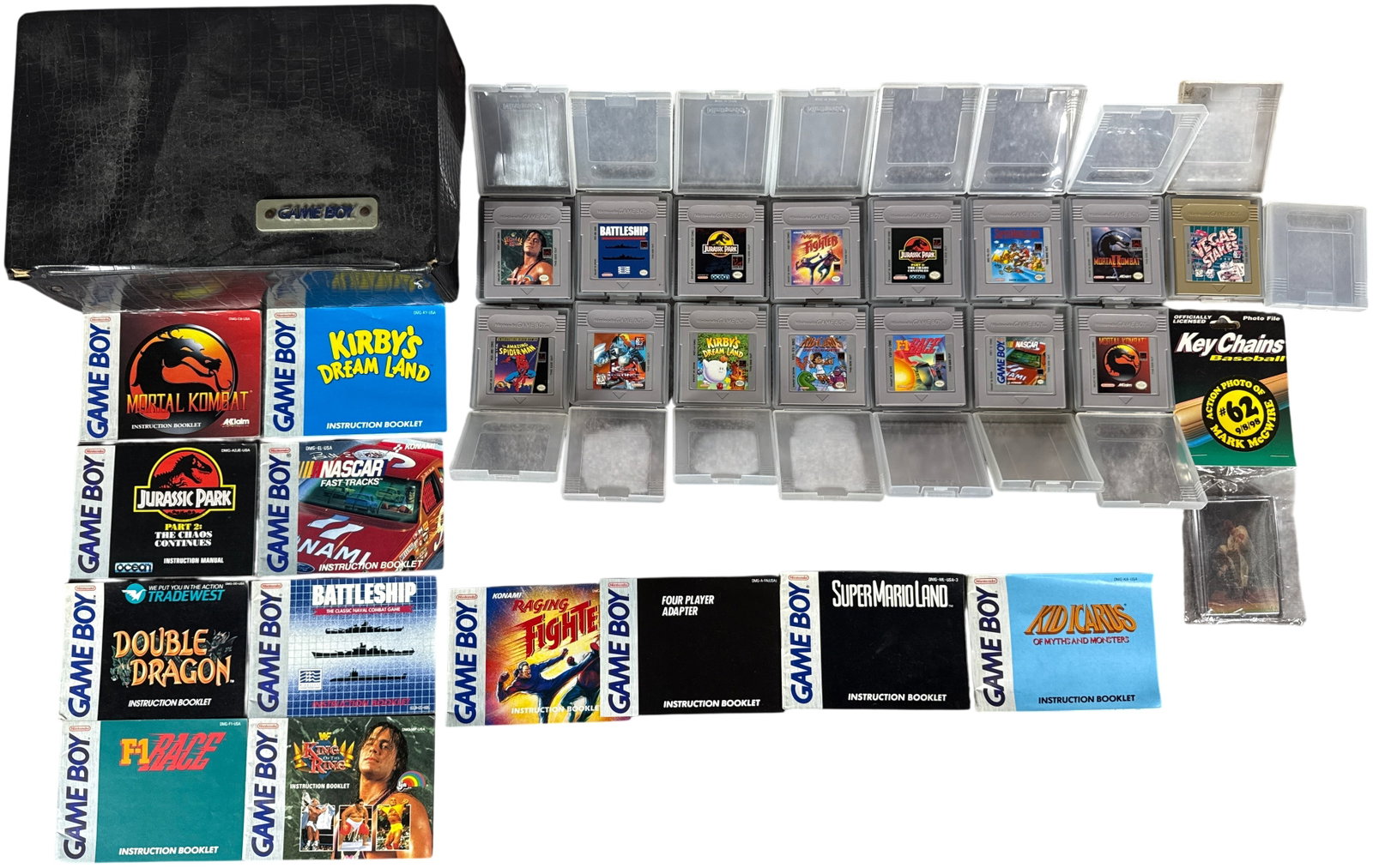 A Collection of Nintendo Game Boy Cartridges, A group of Instruction Manuals, and Accessories with (1 of 12)