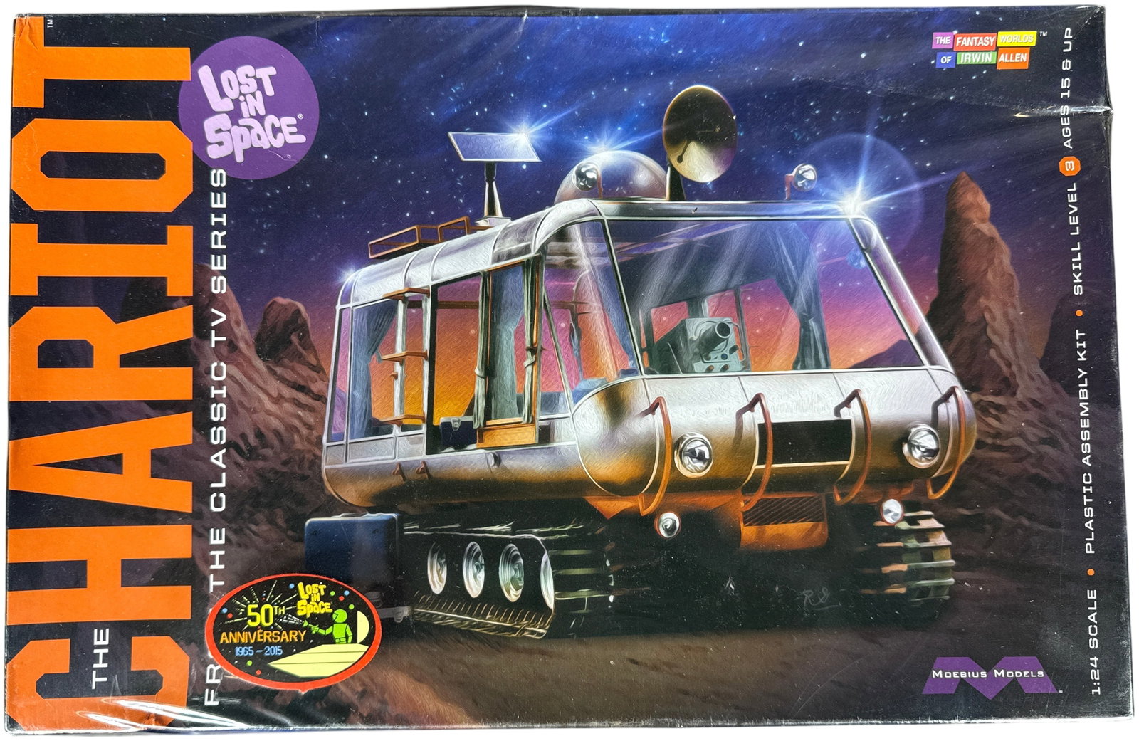 Moebius Models 1:24 Scale Lost in Space The Chariot Plastic Assembly Model Kit Part No. 902: This is a plastic assembly model kit manufactured by Moebius Models, featuring The Chariot from the classic 1960s television series Lost in Space. The kit is rendered in 1:24 scale and is identified b