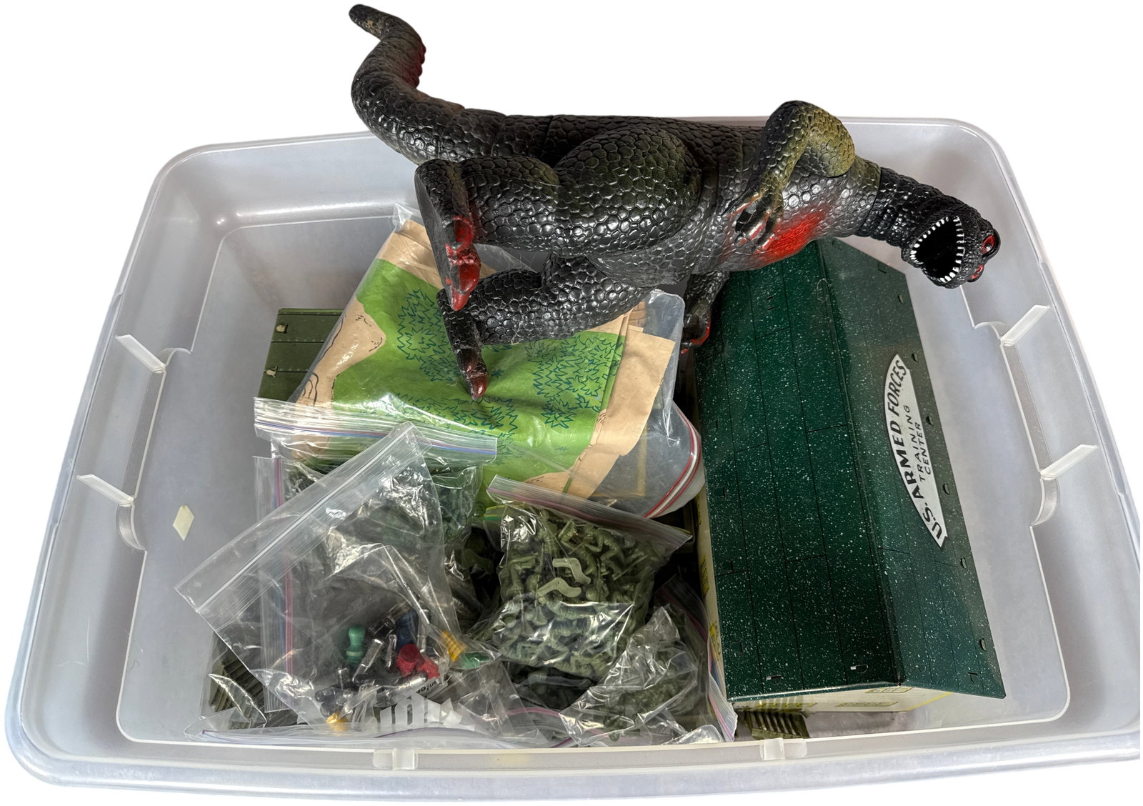 A Collection of Vintage Louis Marx and Co. Military Toys and a Dor Mei Godzilla Figure (1 of 10)