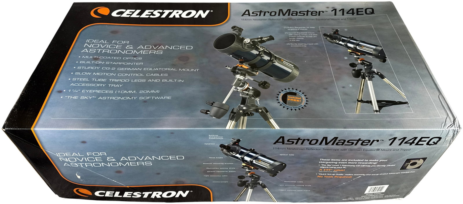 Celestron AstroMaster 114EQ Newtonian Reflector Telescope with German Equatorial Mount and Tripod (1 of 10)