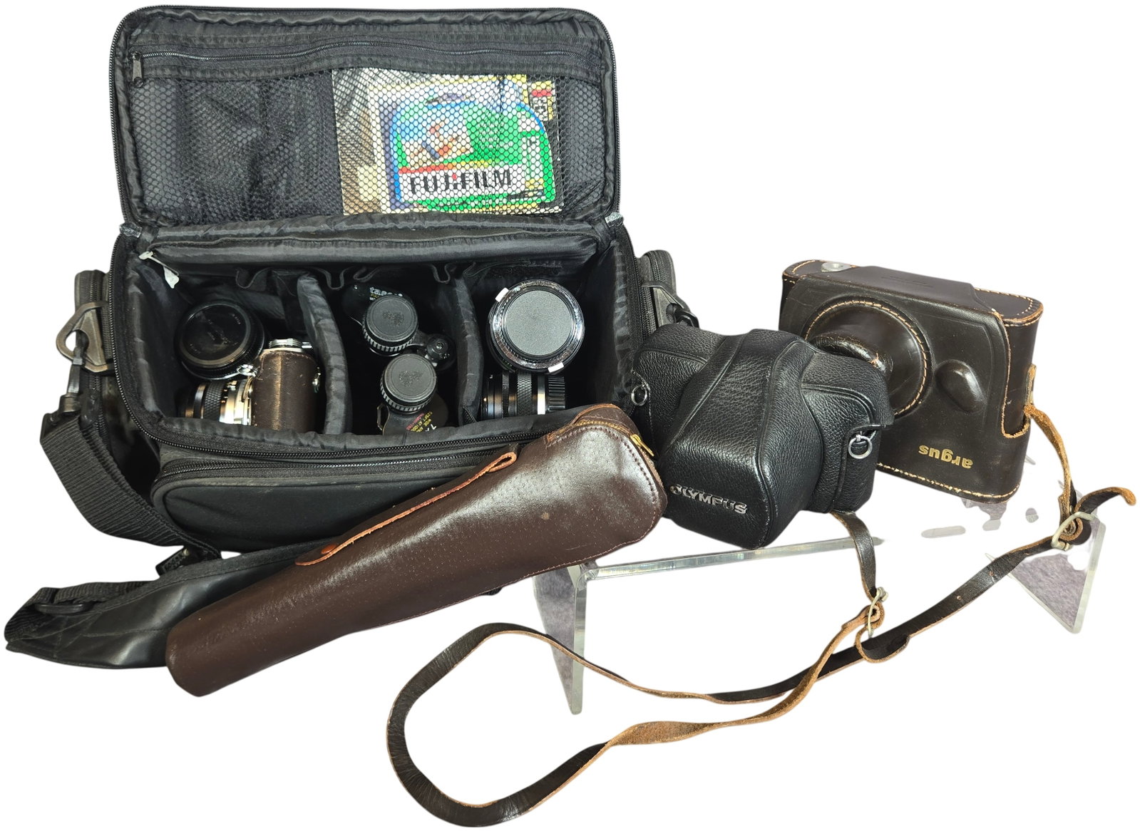 Vintage Olympus OM-1 and Argus C3 Cameras with Accessories (1 of 20)