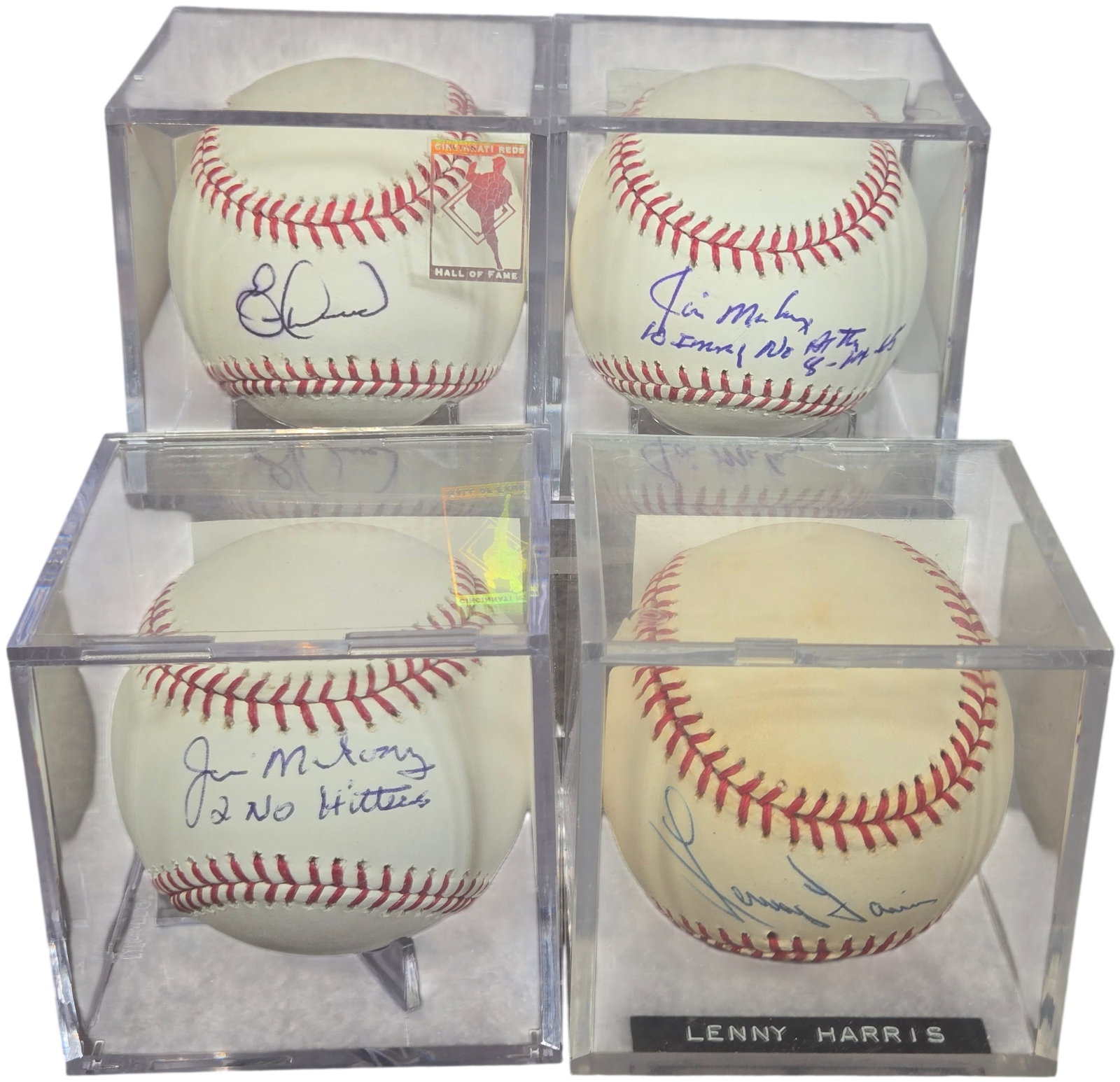 A Collection of Cincinnati Reds Autographed Baseballs Including Jim Maloney, Eric Davis, and Lenny (1 of 9)