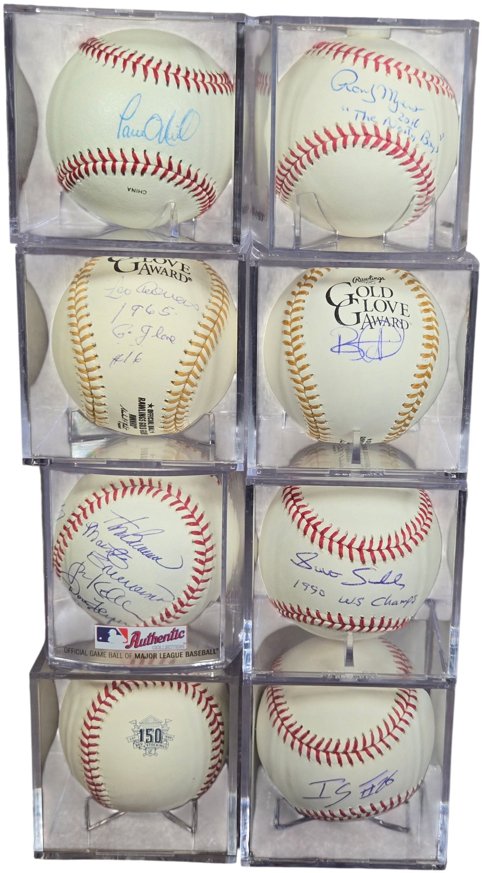 A Collection of Autographed Cincinnati Reds Baseballs Including Hall of Fame and World Series: A collection of autographed baseballs primarily featuring legendary players from the Cincinnati Reds Big Red Machine era of the 1970s and the 1990 World Series championship team. The lot consists of v