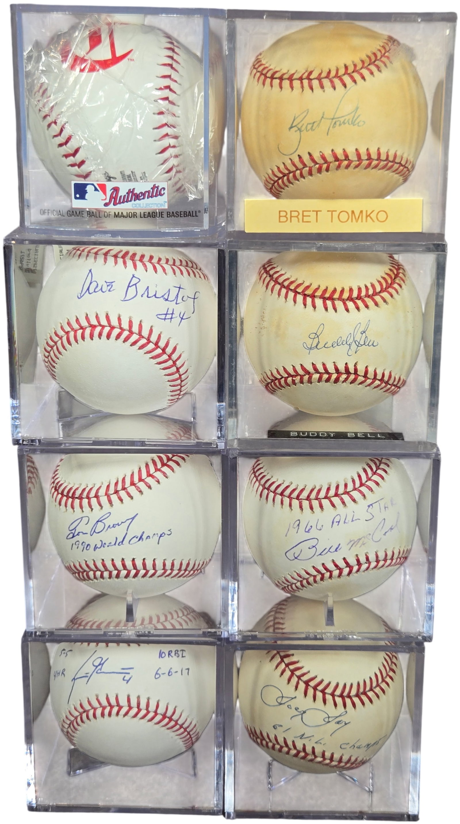 Collection of Cincinnati Reds Baseballs Including A group of Autographed Examples: This lot features a collection of baseballs related to the Cincinnati Reds Major League Baseball franchise. A group of the baseballs are autographed by various players and managers, while An is an uns