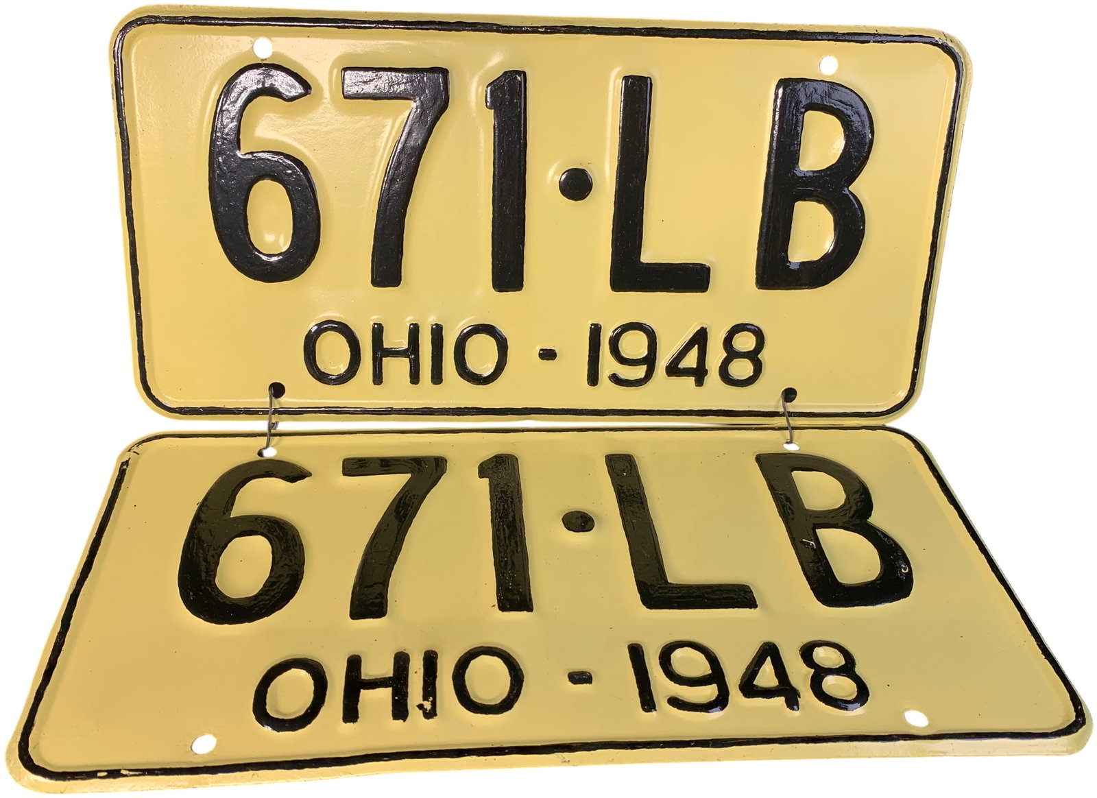 A Matching Pair of 1948 Ohio Embossed Metal License Plates (1 of 2)