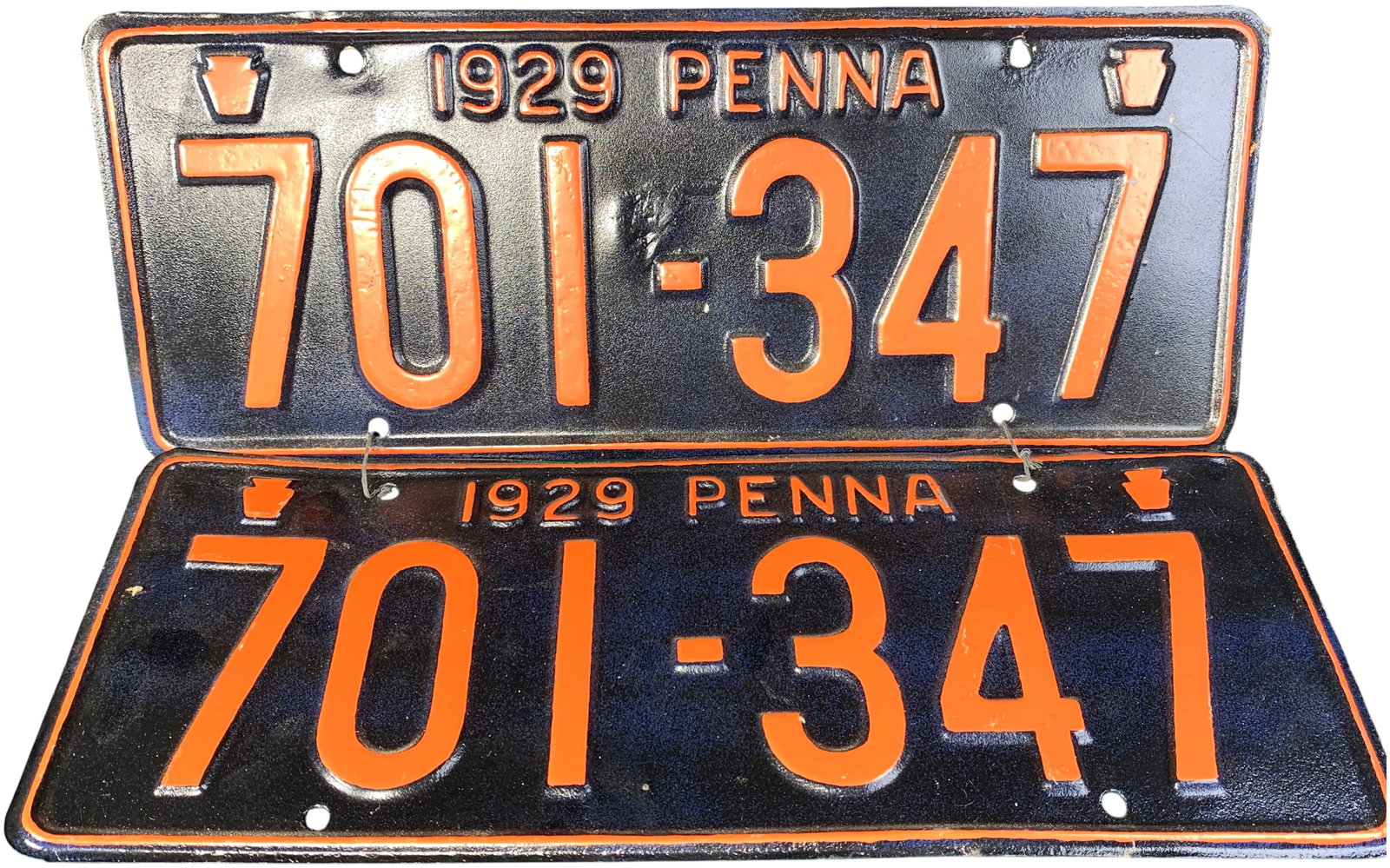 A Pair of 1929 Pennsylvania Embossed Metal License Plates (1 of 2)