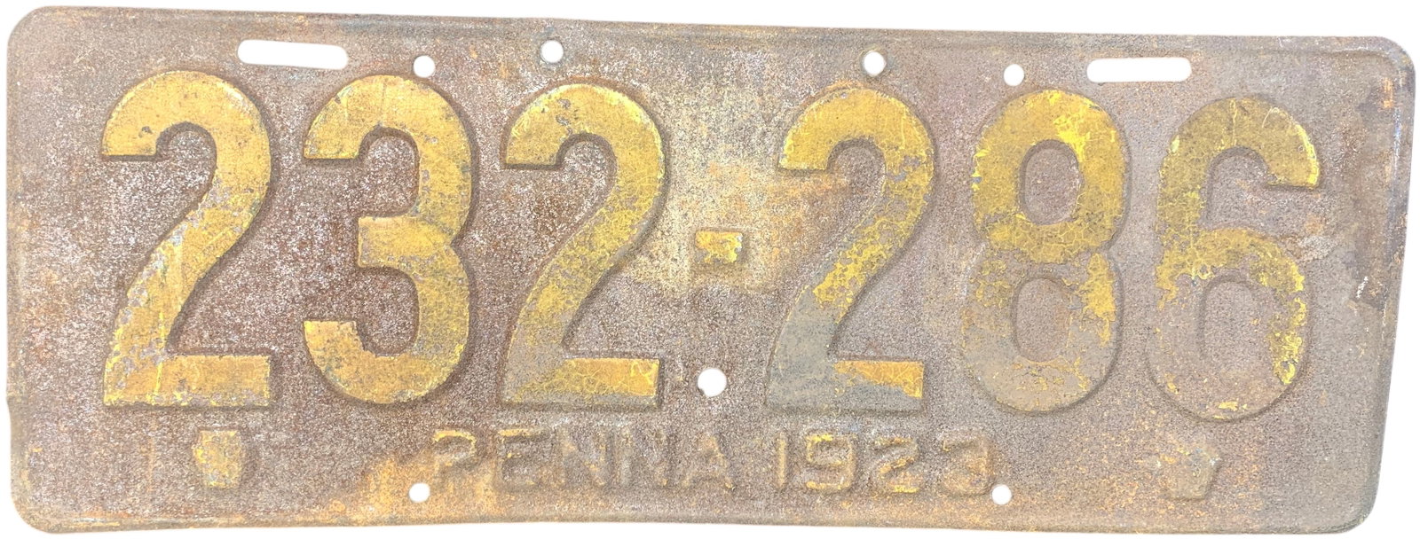 1923 Pennsylvania Stamped Metal Vehicle License Plate (1 of 2)