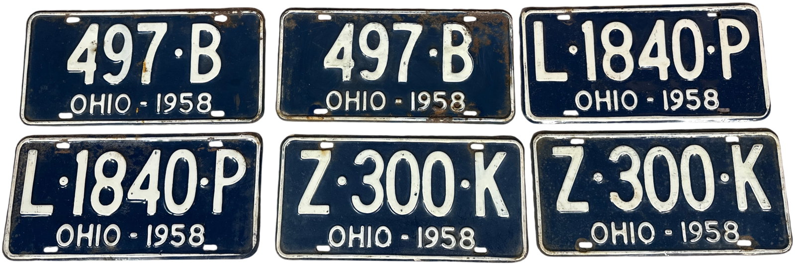 A collection of Vintage 1958 Ohio Automobile License Plates (1 of 13)