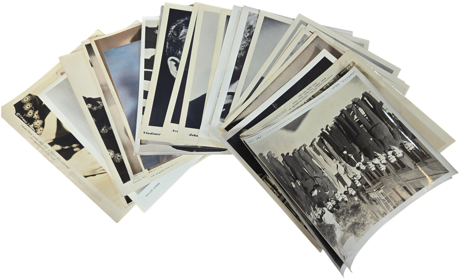 A Collection of Vintage Hollywood Publicity Photographs and RCA Victor Red Seal Promotional: A collection of vintage silver gelatin and color-tinted promotional photographs featuring prominent figures from the Golden Age of Hollywood and the classical music industry. The grouping includes ori