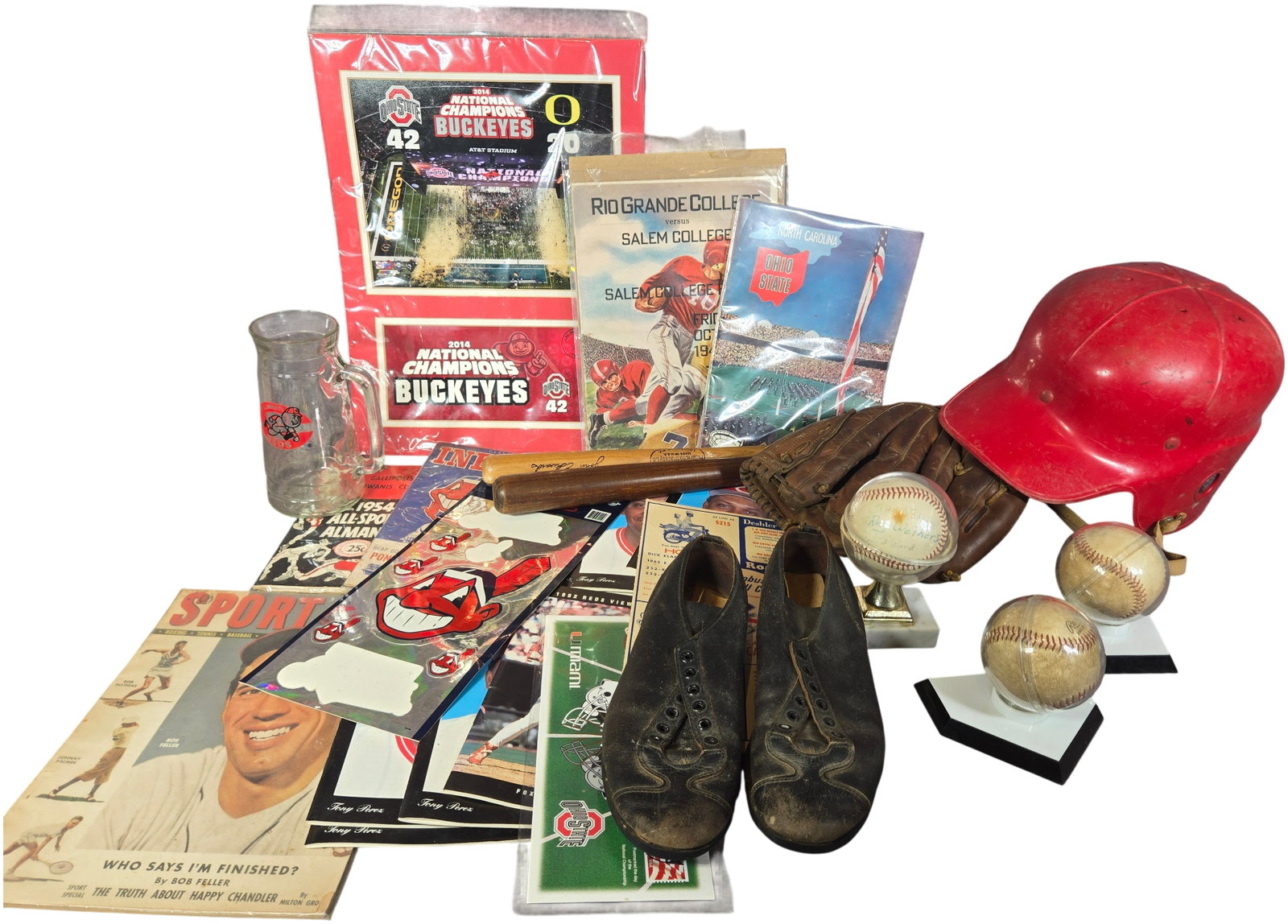 An Assortment of Vintage Ohio Sports Memorabilia Including Baseball Equipment and Collegiate (1 of 20)