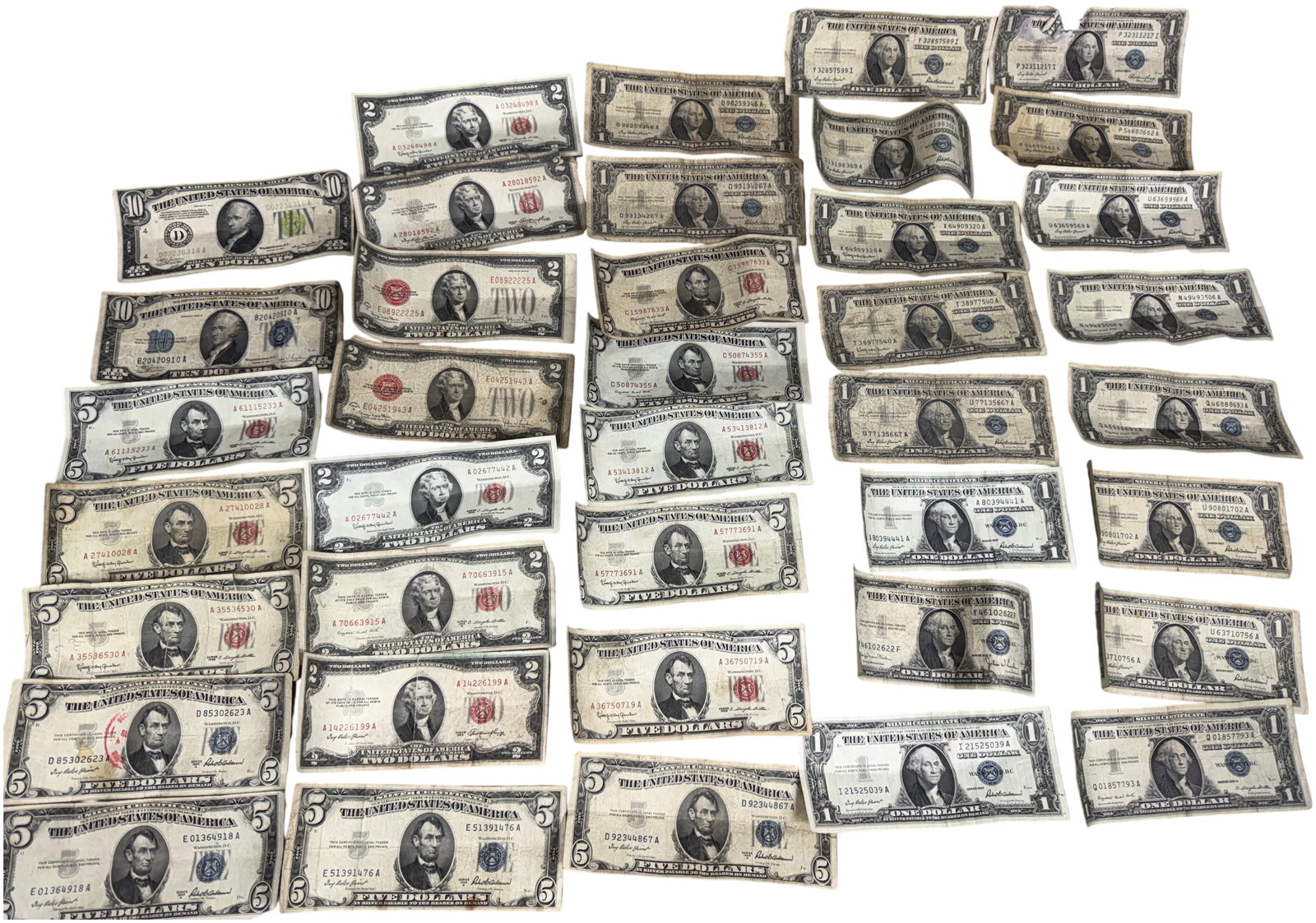A Collection of US Small-Size Banknotes, Silver Certificates, and United States Notes (1 of 9)