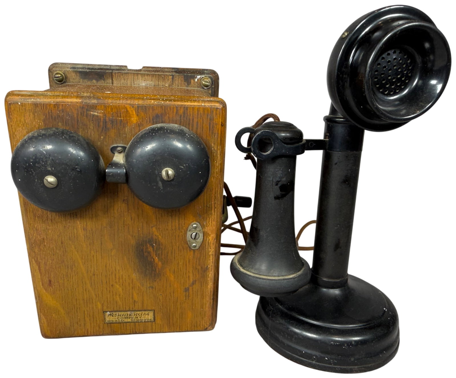Western Electric Candlestick Desk Telephone and Oak Magneto Ringer Box (1 of 13)