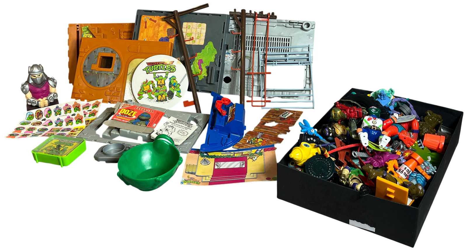 Assortment of Vintage Teenage Mutant Ninja Turtles Action Figures and Sewer Playset Components by (1 of 15)