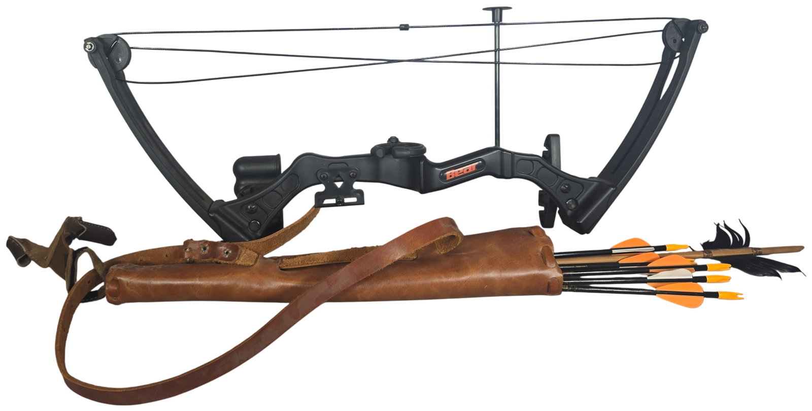 Bear Archery Brave Youth Compound Bow Set with Leather Quiver and Arrows (1 of 4)