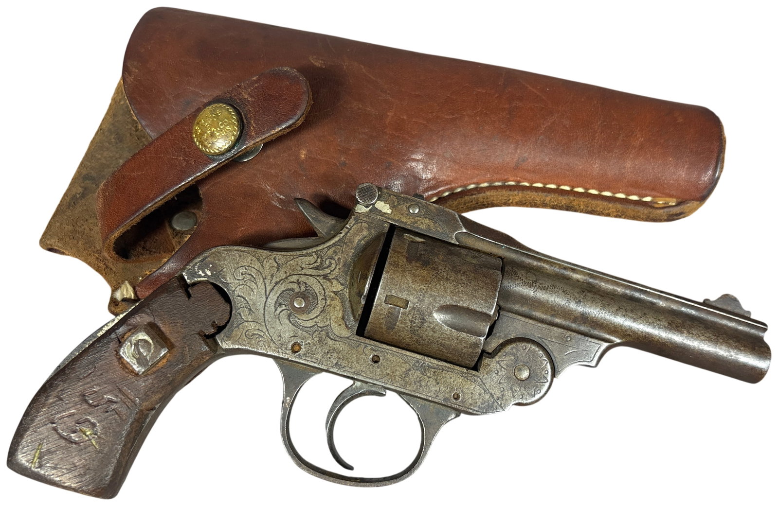 * Iver Johnson's Arms & Cycle Works Secret Service Special Double Action Revolver .38 S&W with 3: This Iver Johnson's Arms & Cycle Works Secret Service Special is a top-break, double-action revolver chambered for .38 S&W ammunition. The firearm is equipped with a 3-inch barrel and features decorat