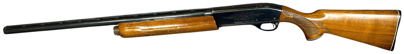 * Remington Model 1100 Semi-Automatic Shotgun 12 Gauge with 25 Inch Barrel: This Remington Model 1100 semi-automatic shotgun is chambered for 12-gauge shells and configured for field use. It features a 25-inch barrel equipped with a ventilated rib and is chambered specificall
